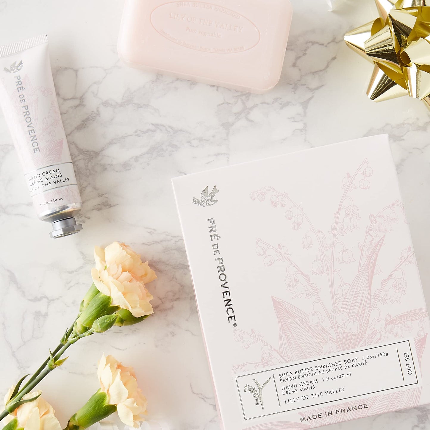 Pre de Provence Gift Set Collection 150 Gram Soap Bar & 1 fl oz Hand Cream, Lily of the Valley,5319