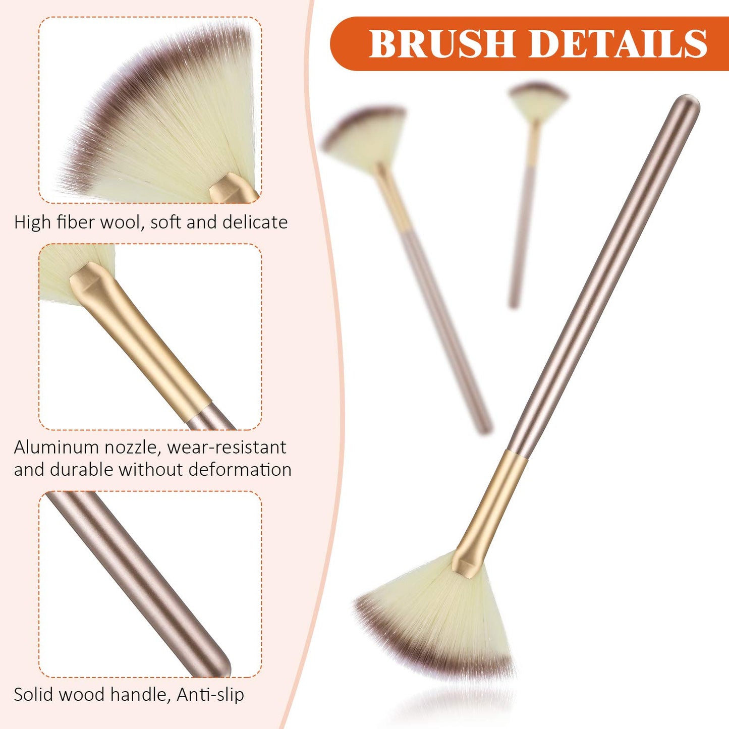 9 Pieces Facial Fan Mask Brushes, Soft Facial Applicator Brushes Tools for Peel Glycolic Makeup for Mud Cream(Champagne) Beauty and Personal Care Maitys