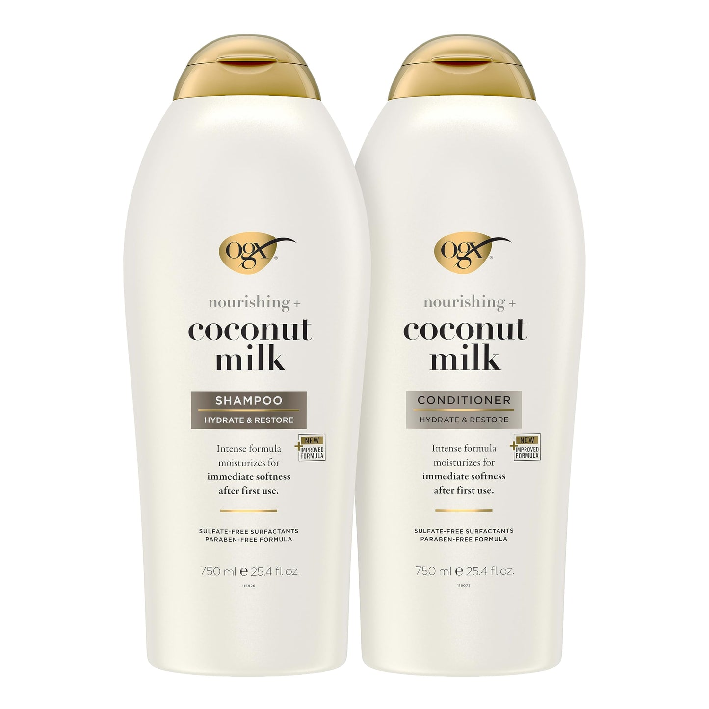 OGX Shampoo and Conditioner Set, Nourishing + Coconut Milk, Shampoo and Conditioner for Moisturizing & Strengthening Hair Care, Formulated without