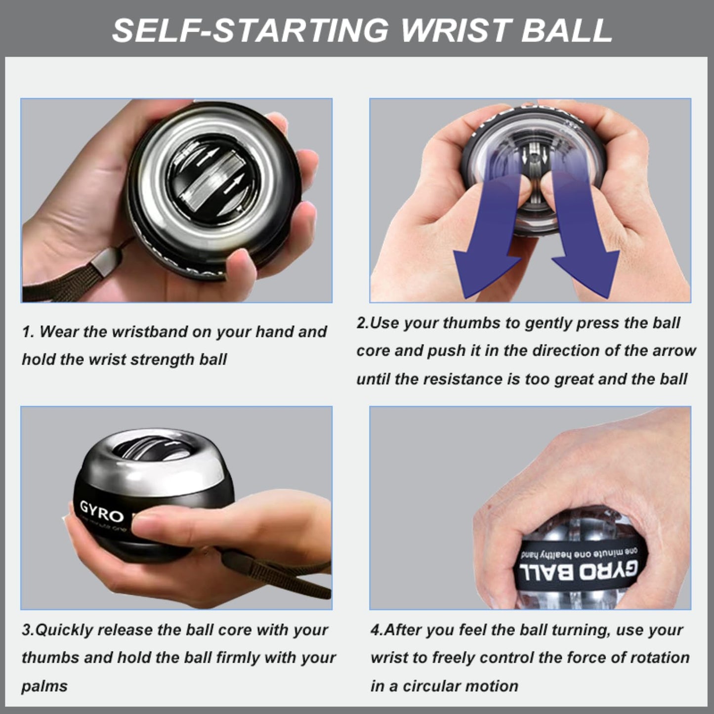All-Metal Power Gyro Ball(2025 New 6-Level Color-Shifting), Weighted Auto-Start Hand Wrist Forearm Trainer and Strengthener for Exercise Joint and…