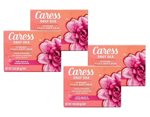 Caress Daily Silk White Peach & Orange Blossom Moisturizing Beauty Bar Soap, 3.15 OZ - 4 Pack