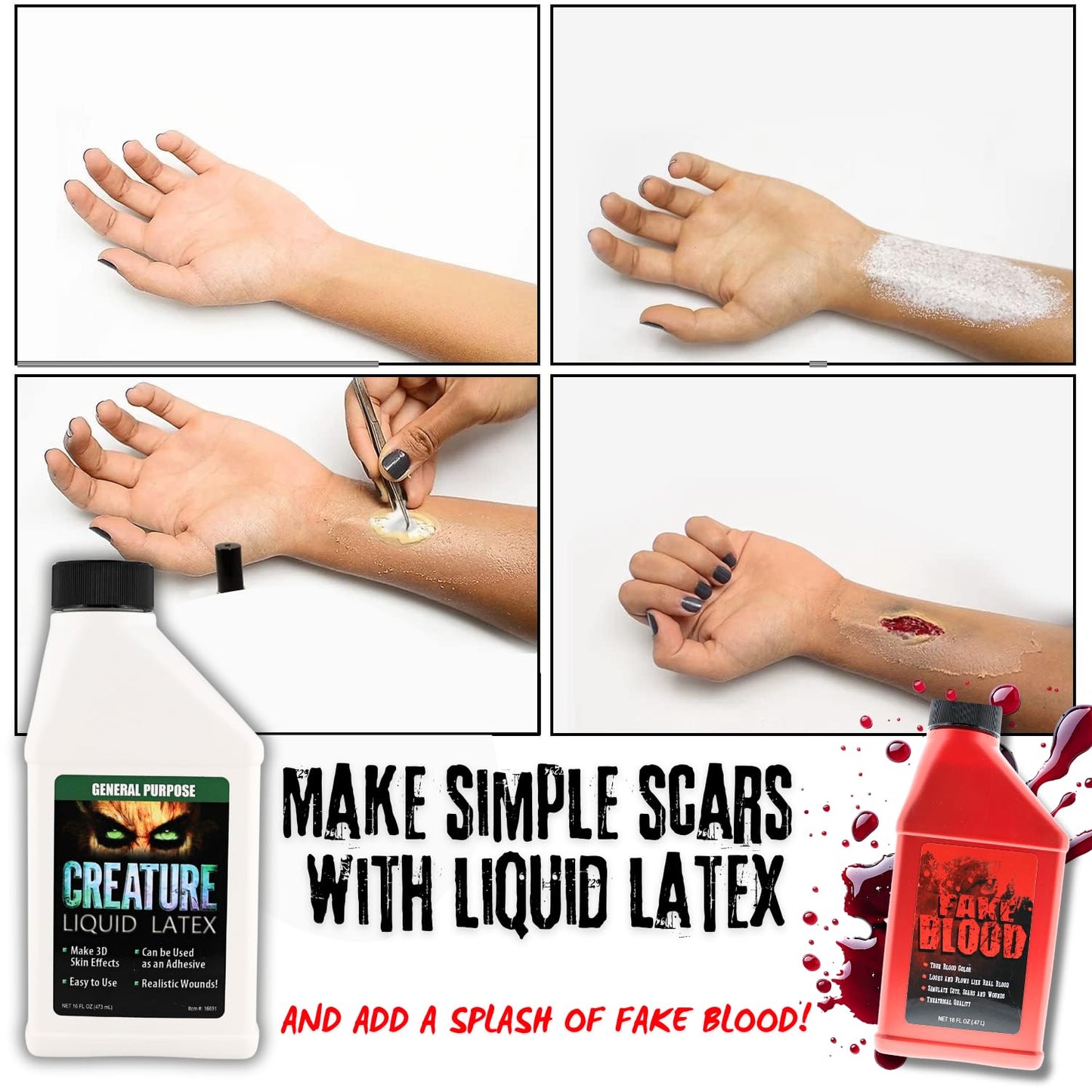Creature Liquid Latex 2 Pack - CLEAR - General Purpose Professional Special Effects, for Halloween Vampire, Monster, Zombie Makeup and Dress up