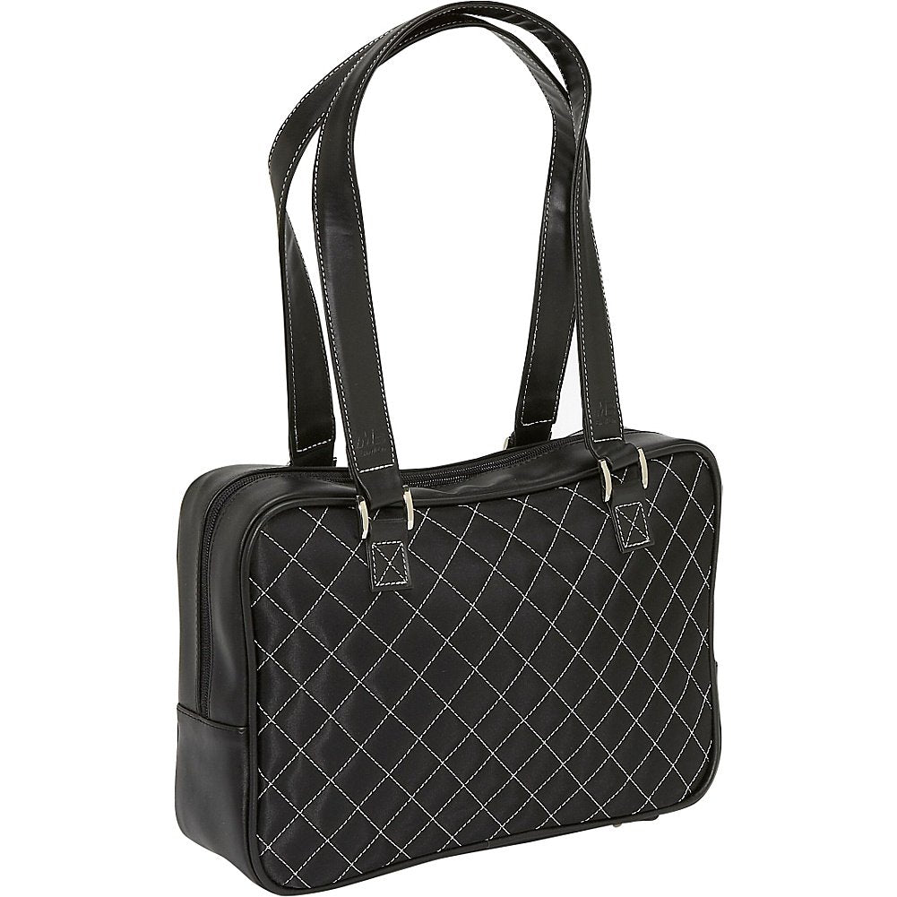 Monaco Handbag Black Quilted w/White Trim
