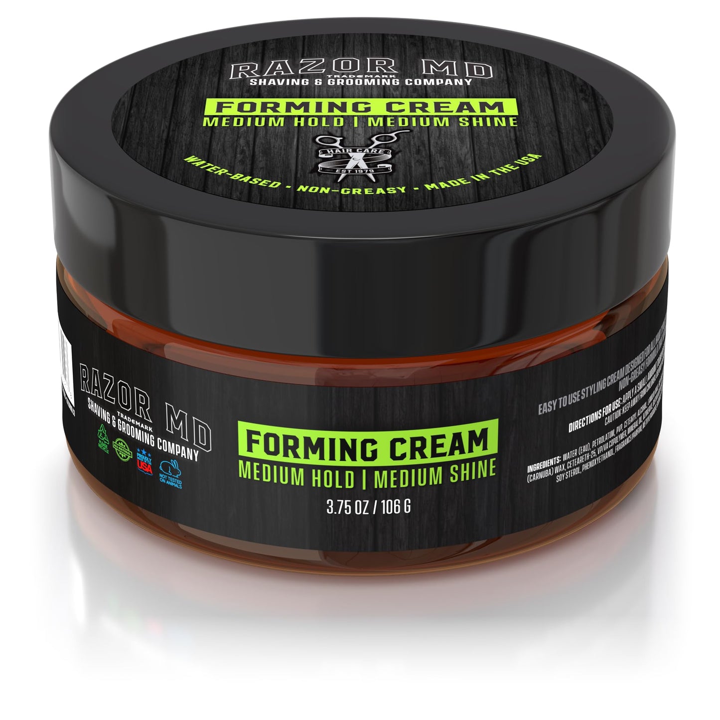 Razor MD Water-Based Forming Cream for Men, Medium Hold and Shine, Mens Hair Styling Product, 3.75 oz