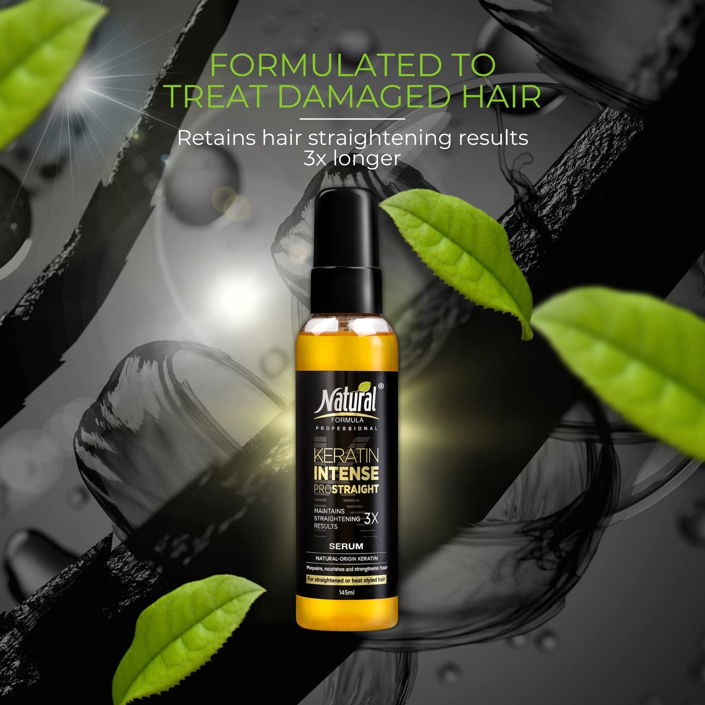 Natural FORMULA Keratin Intense Hair Serum - 4.8 fl.oz - Sodium Chloride Salt-Free Keratin Hair Serum - Hair Repair Treatment For Frizz Free