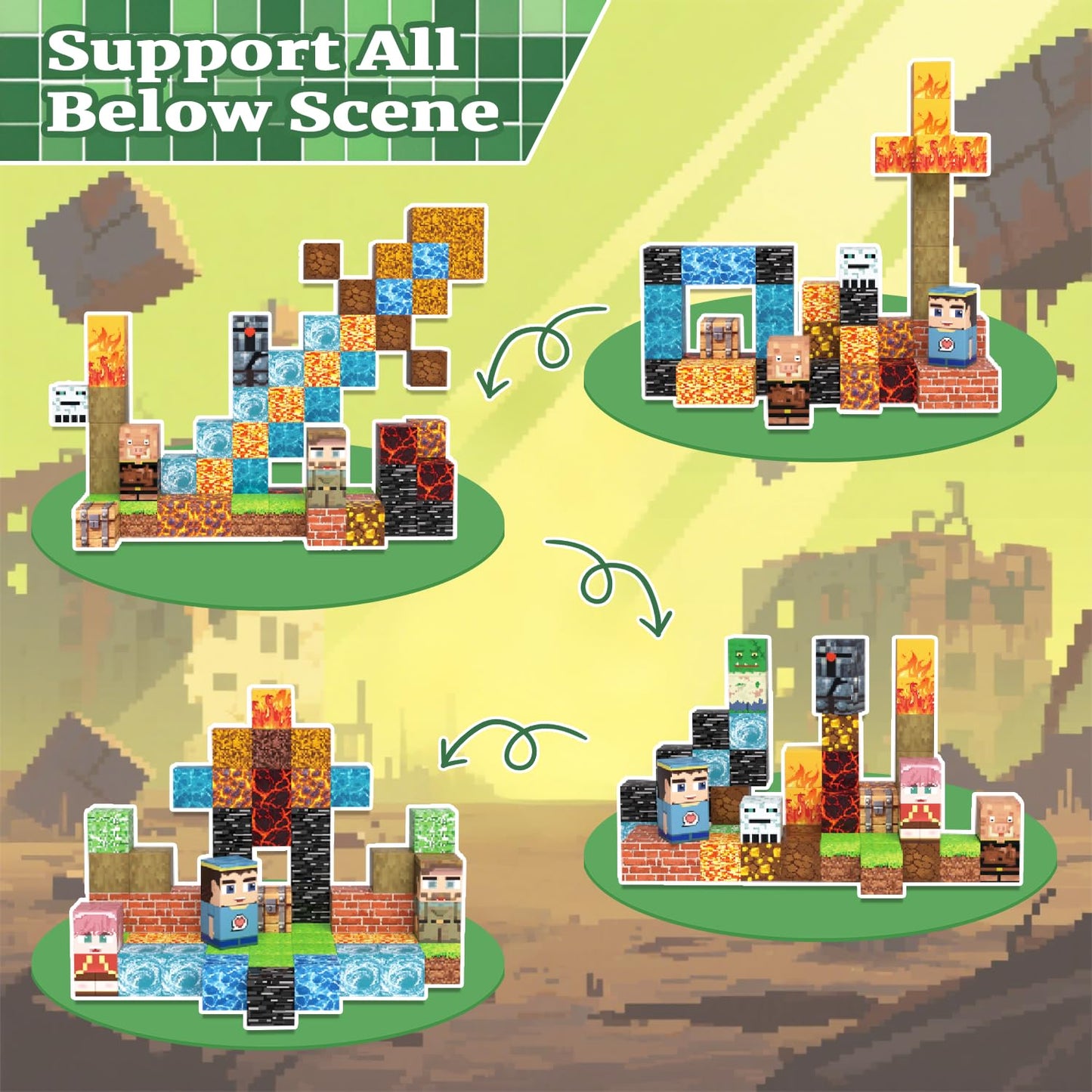 Magnetic Blocks 100pcs Building Cubes – Stacking Magnet Tiles Toy for Kids Ages 3-12, Educational Birthday Gift & Party Set (Underworld)