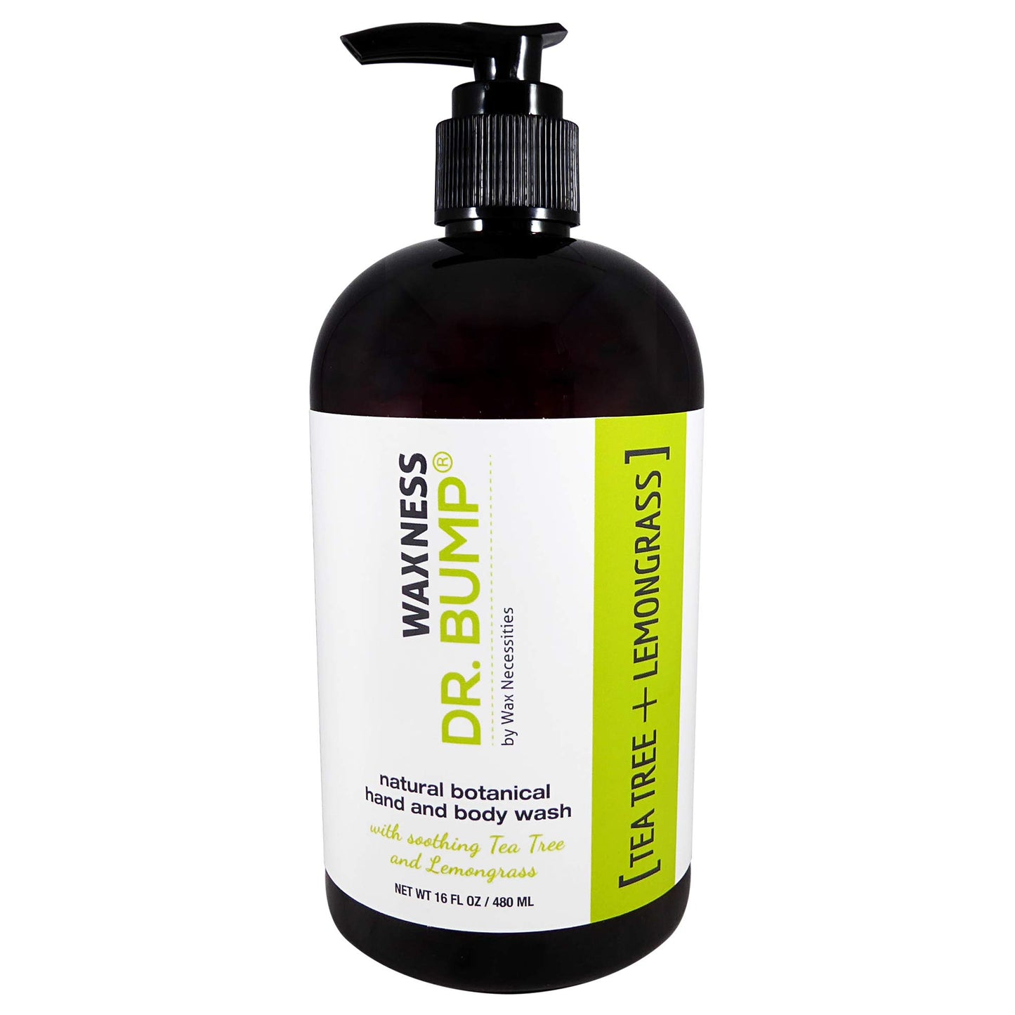 Waxness Dr. Bump Botanical Hand & Body Wash Tea Tree & Lemongrass 16 fl oz (480 ml) - Gentle Botanical Cleanser - Professional Skin Care - Made in USA Beauty and Personal Care Waxness