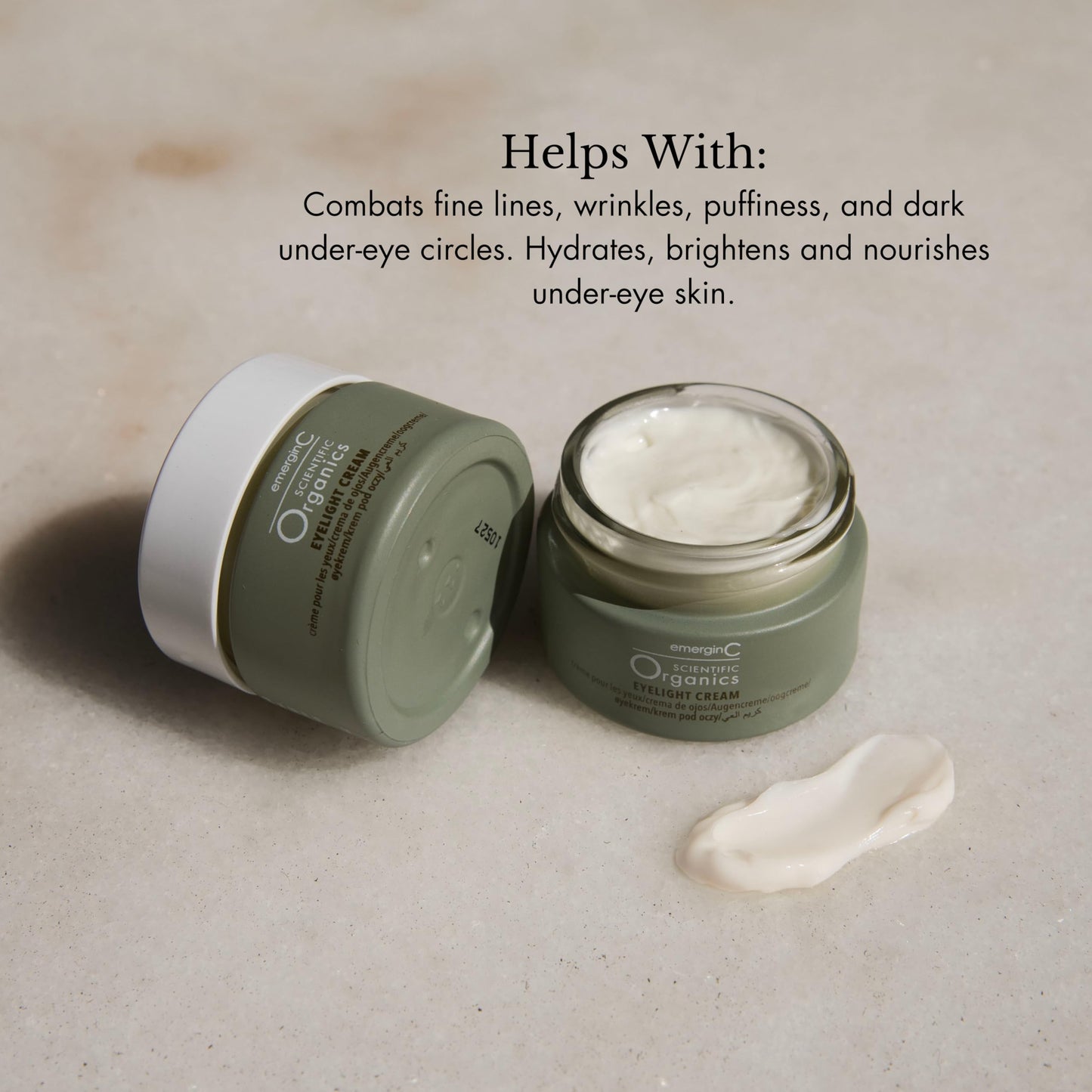 emerginC Scientific Organics Eyelight Cream - Stem Cell Eye Cream with Antioxidants - Anti-Aging Eye Cream Targets Dark Under-Eye Circles for Visible
