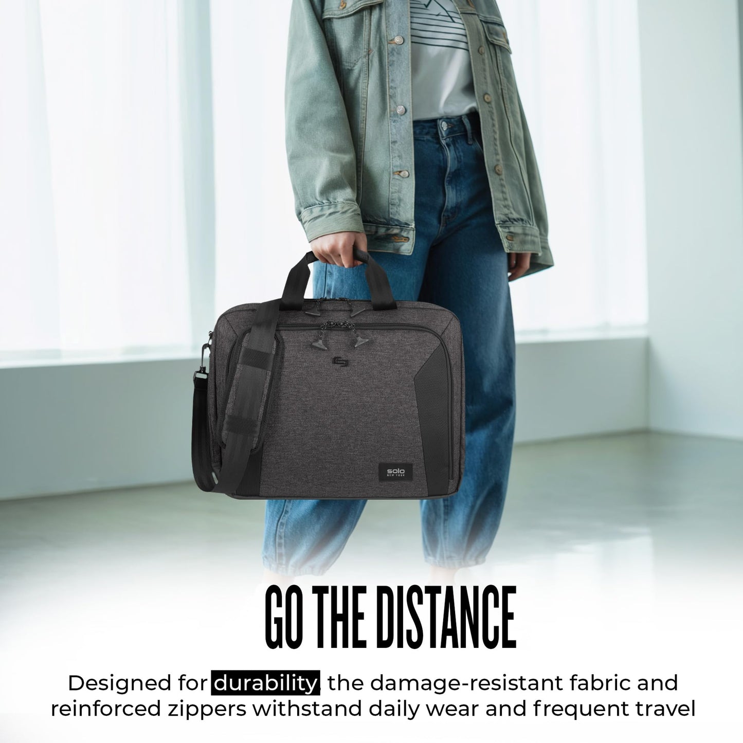 Solo New York Briefcase - Laptop Carrying Bag for Women & Men, Brief for Travel & Work, Internal Tablet Pocket, Adjustable Shoulder Strap, Fits 15.6"