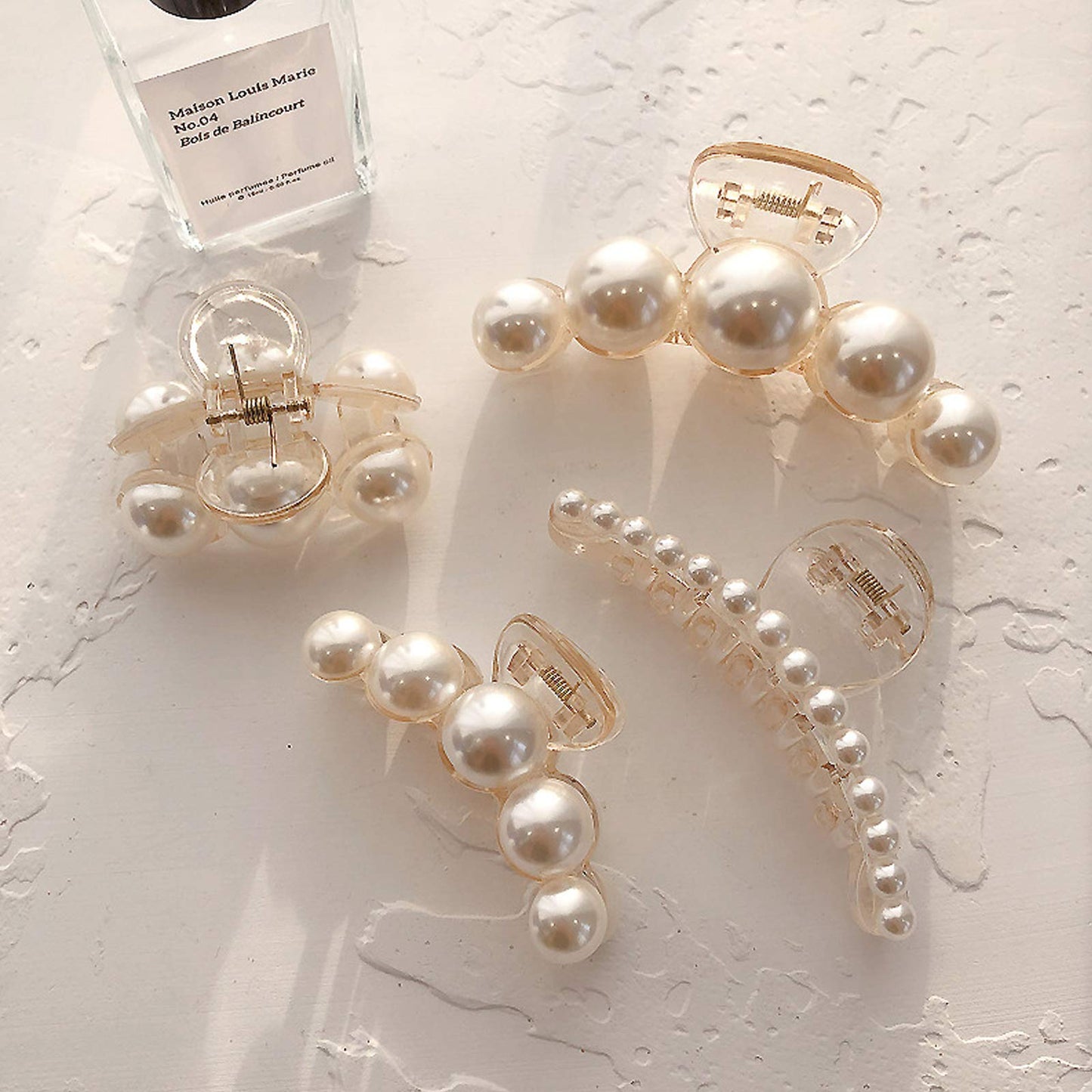 Hair Clips for Women, Large Pearl Hair Claw Clip Set Strong Hold No Slip, Banana Jaw Clip Barrettes, Hair Accessories Birthday Wedding Valentine's Day