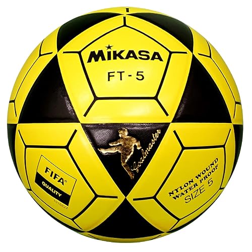 Mikasa FT5A-BKY-BK Goal Master Soccer Ball, Black/Yellow, Size 5(FIFA Quality/Foot Volleyball)