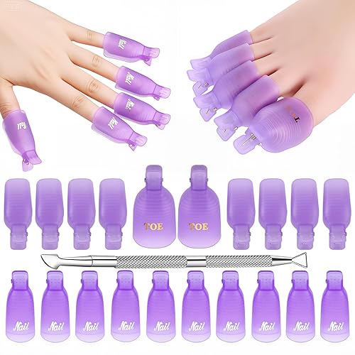 Makartt Nail Polish Remover Clips Kit, 20PCS Reusable Nail Soak Off Clips for Fingers and Toes, Professional Nail Gel Remover Tools with Double-Ended