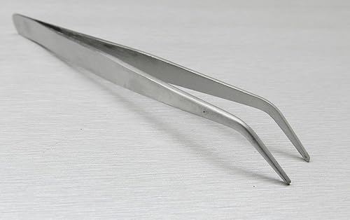 Tweezers Bent Tip Tweezer 45 Degree Bent Smooth Tips Jewelry Bead Hobby & Crafts 7" by JTS