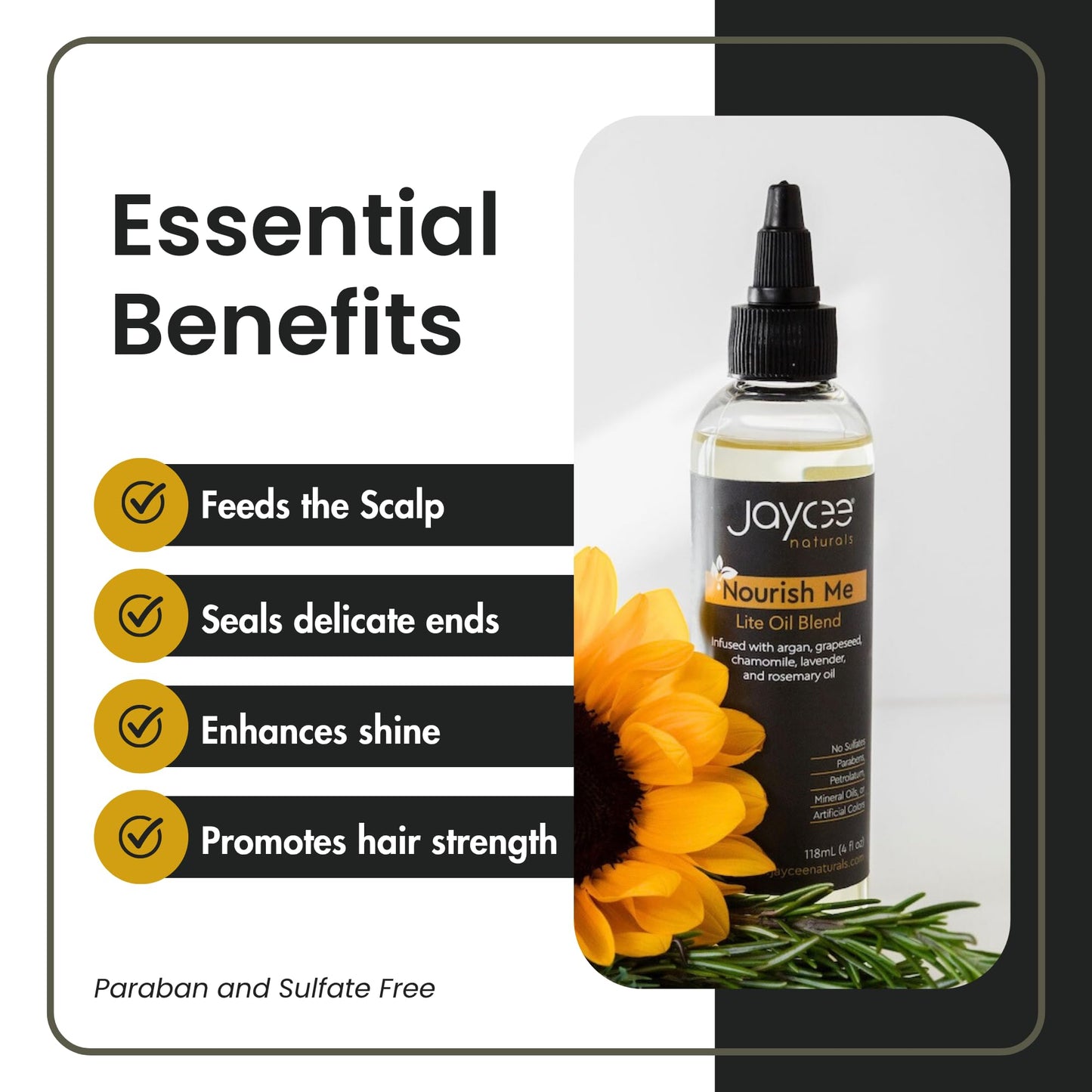 Jaycee Naturals Nourish Me Hair Oil with Grapeseed & Argan Oil, Calendula Extract & Rosemary Oil is Lightweight and Ideal for Sisterlocks and Braids