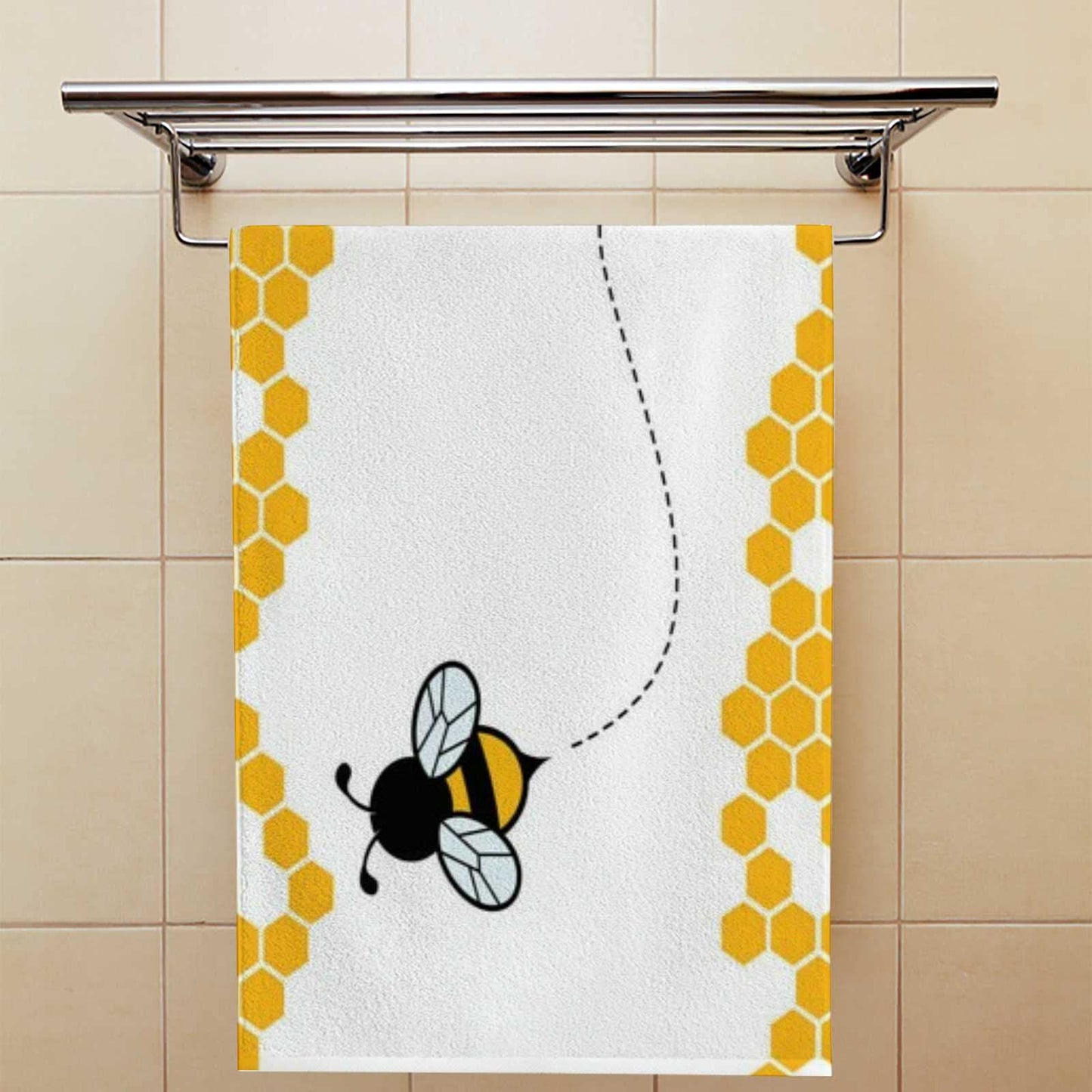 Hapuxt Hand Towels Face Towels Set of 2 Honey Bumble Bee Hive Cute Cartoon Soft Comfortable Polyester Microfiber Fast Water Absorbent Towels…