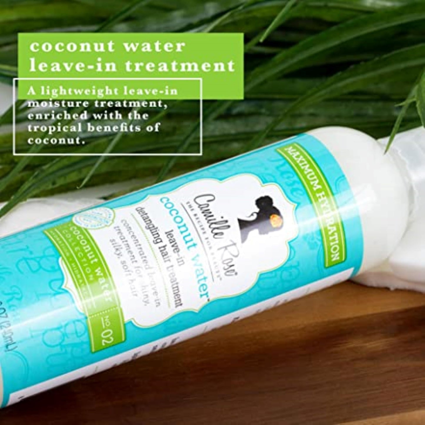 Camille Rose Leave-In Conditioner, Coconut Water - Lightweight Deep Conditioning Hair Treatment, Detangler & Frizz Control, 8 Fl Oz