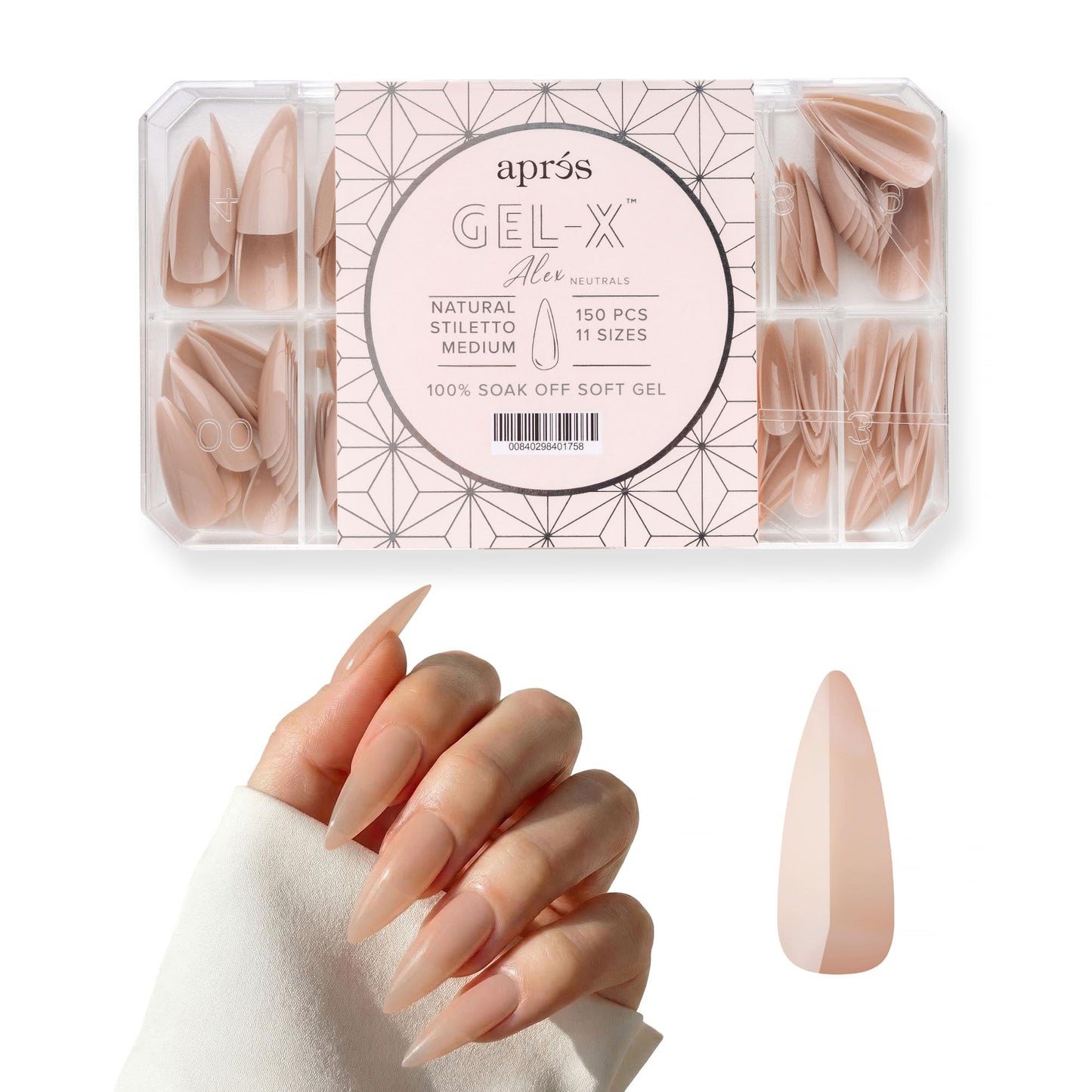Apres Neutrals Gel-X Alex Box Of Nail Tips, 11 Sizes 00-9, Soft Gel Nail Tip Box, Nail Extensions (150pcs) (Natural Stiletto Medium, 150pcs) Beauty & Personal Care APRÉS