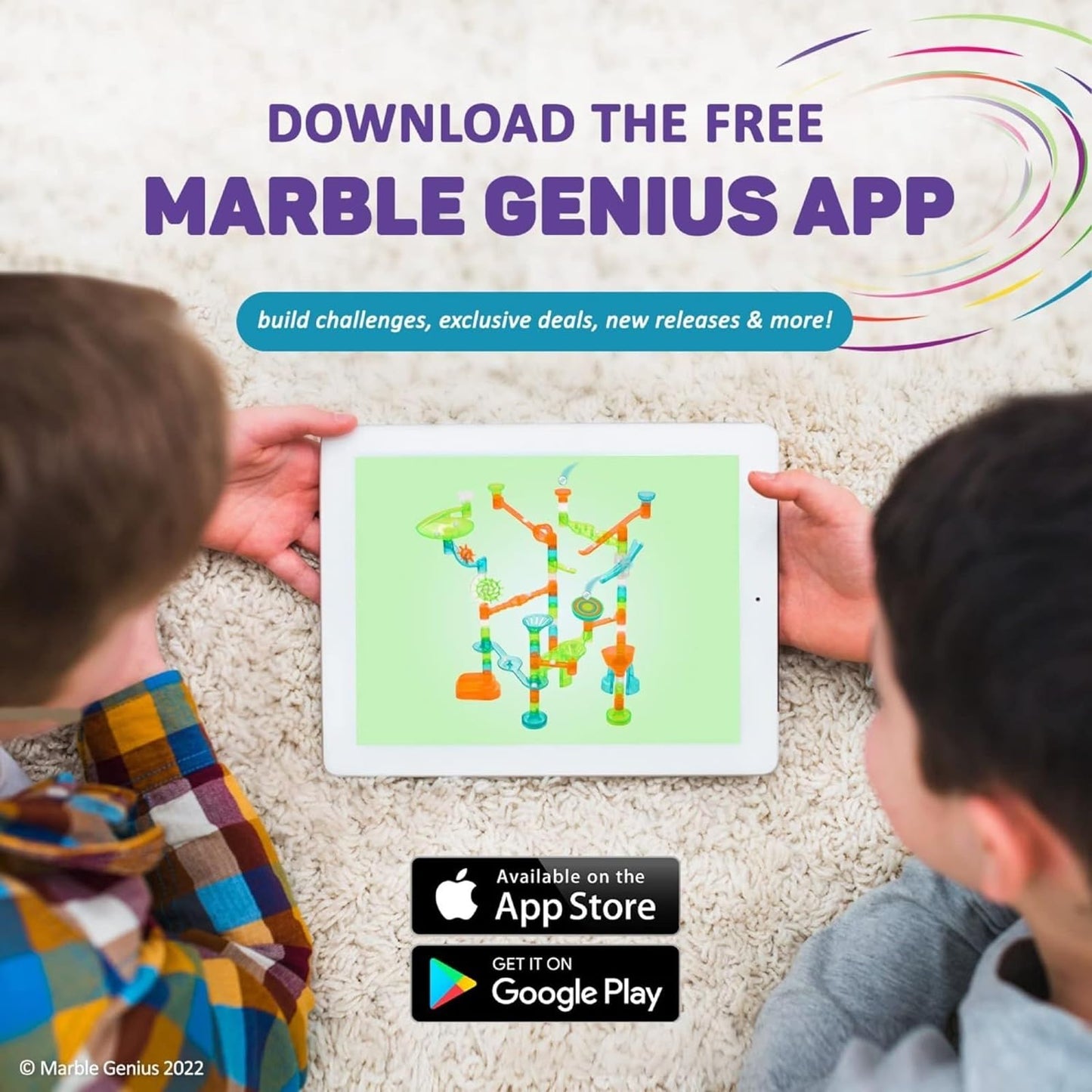 Marble Genius Marble Run Booster Set 20pcs – STEM Construction Building Blocks for Kids Ages 3+, Instruction App Access, Marbles Not Included