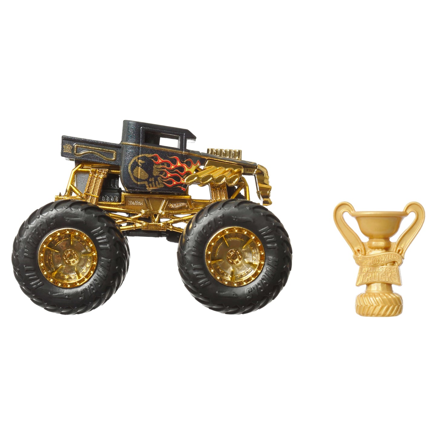 Hot Wheels, 1:64 Scale Bigfoot Trophy Surprise Toy Vehicles with Gold Accents (Cannot Choose Model)