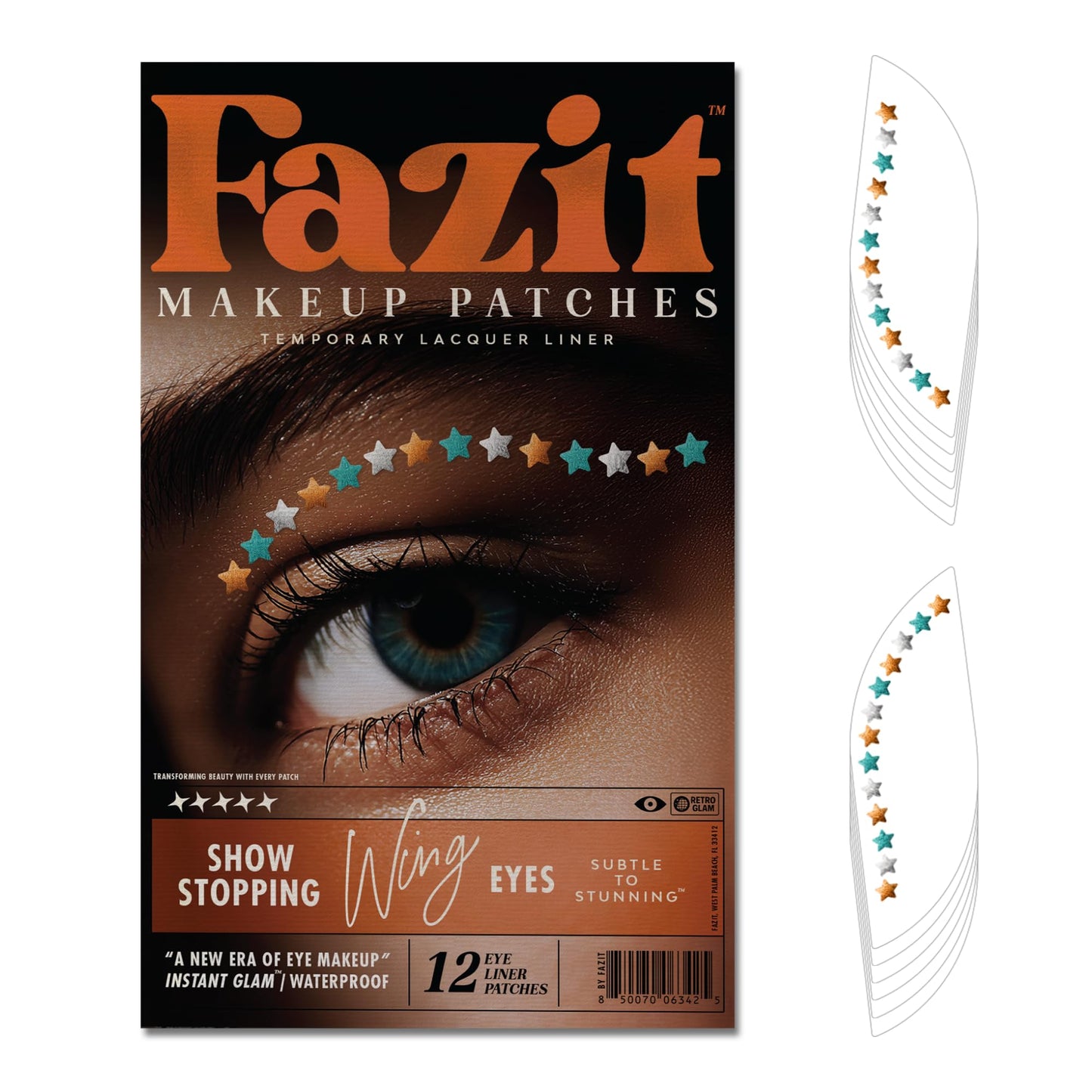 Fazit Makeup Patches - Show Stopping Wing Eyes - Glow Up Make-Up Patches - Cute Glitter Makeup Accessories For Women - Cosmetic Glitter For Face