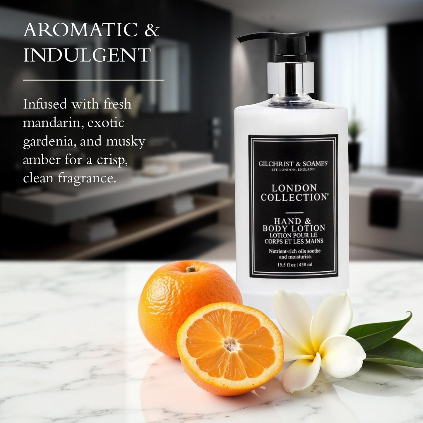 Gilchrist & Soames London Hand & Body Lotion - Natural Moisturizer with Red Tea, Soy, Grape Seed Oil, & Ginkgo - Paraben & Sulfate Free Cream