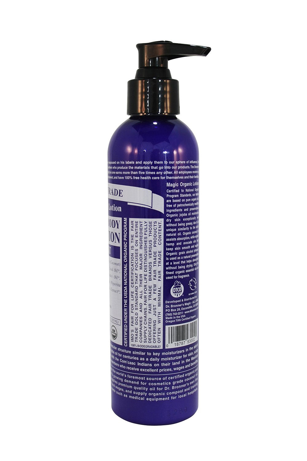Dr. Bronner's & All-One Organic Lotion for Hands & Body, Peppermint, 8-Ounce Pump Bottles (Pack of 2)