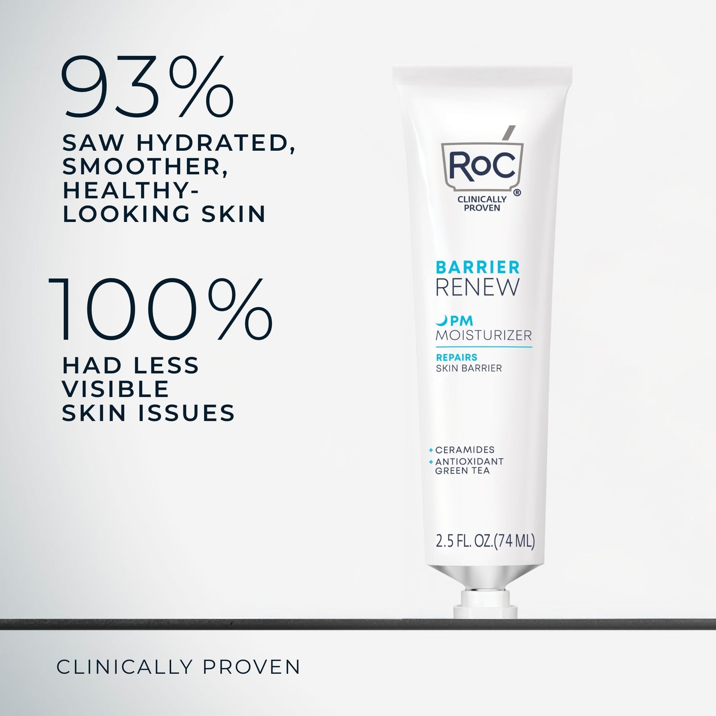 RoC Barrier Renew Night Moisturizer with Ceramides & Antioxidant Green Tea and Lipo Peptides to Renew Skin Barrier, (2.5 oz) with Retinol Eye Cream