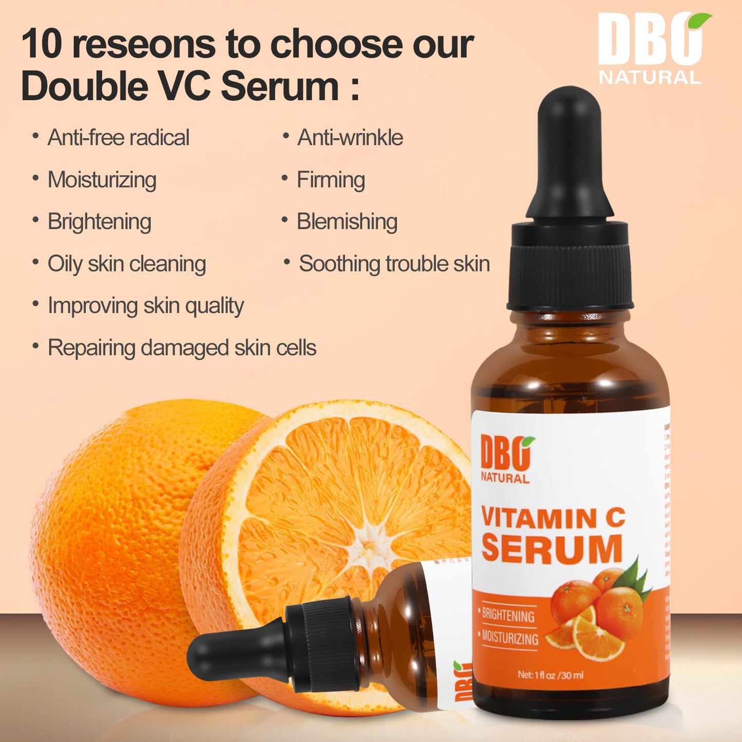 Vitamin C Face Serum With Hyaluronic Acid, Hydrating, Anti-Aging, Brightening, Blemishing For Face Glowing.30ml Natural Ordinary Serum For Day/Night