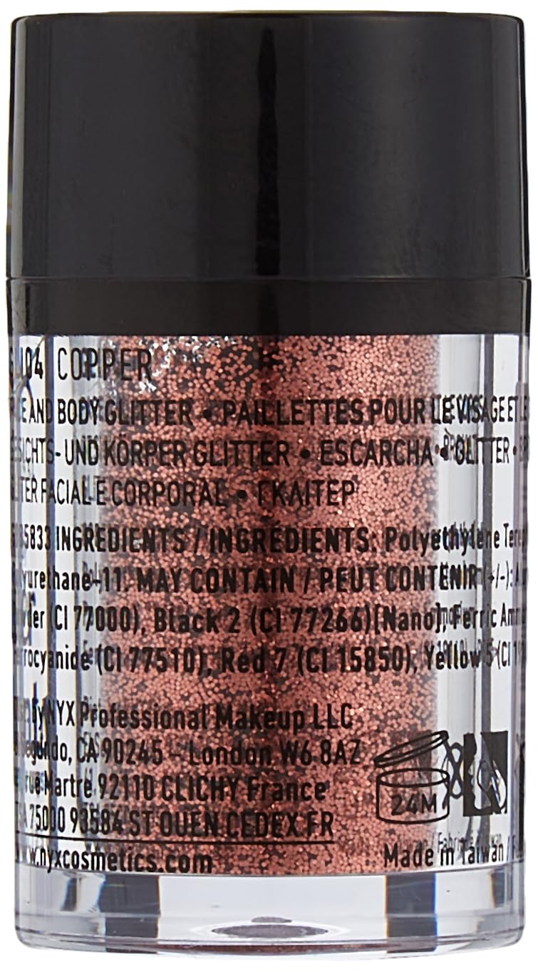 NYX Nyx professional makeup face & body glitter, copper, 0.08 ounce