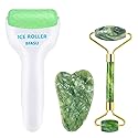 BFASU Facial Roller Set of 3, Ice Roller, Two-Sided Jade Roller and Gua Sha Massage Tool, Rolling Tool for Facial Beauty and Body Massage, Helps