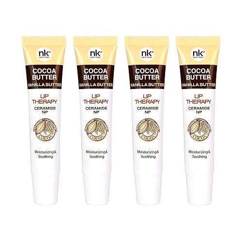 Nicka K New York Lip Therapy, Cocoa Butter, Shea Butter, Vanilla (AMZ078-ACV4PK)