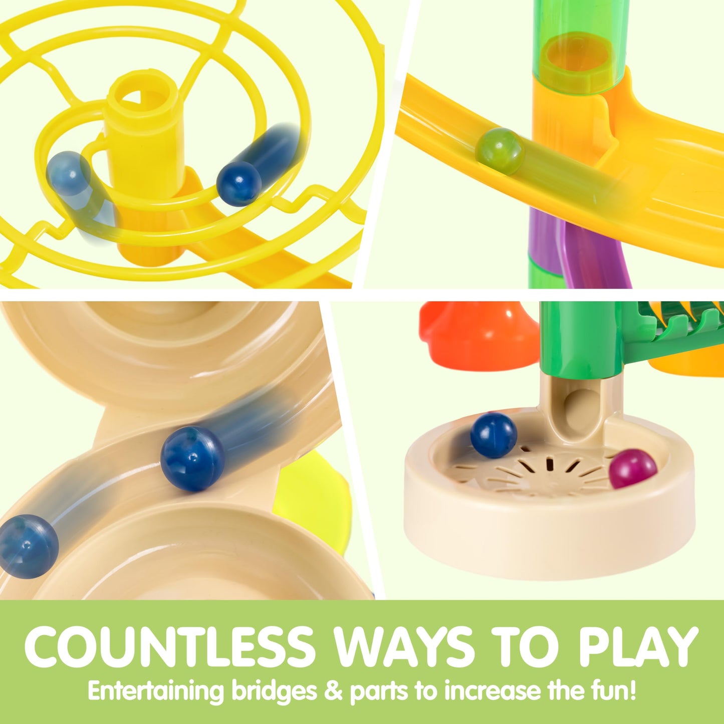 JOYIN 236pcs Glowing Marble Run Set with Motorized Elevator – STEM Construction Toy with 30 Glow-in-the-Dark Marbles for Kids Gifts