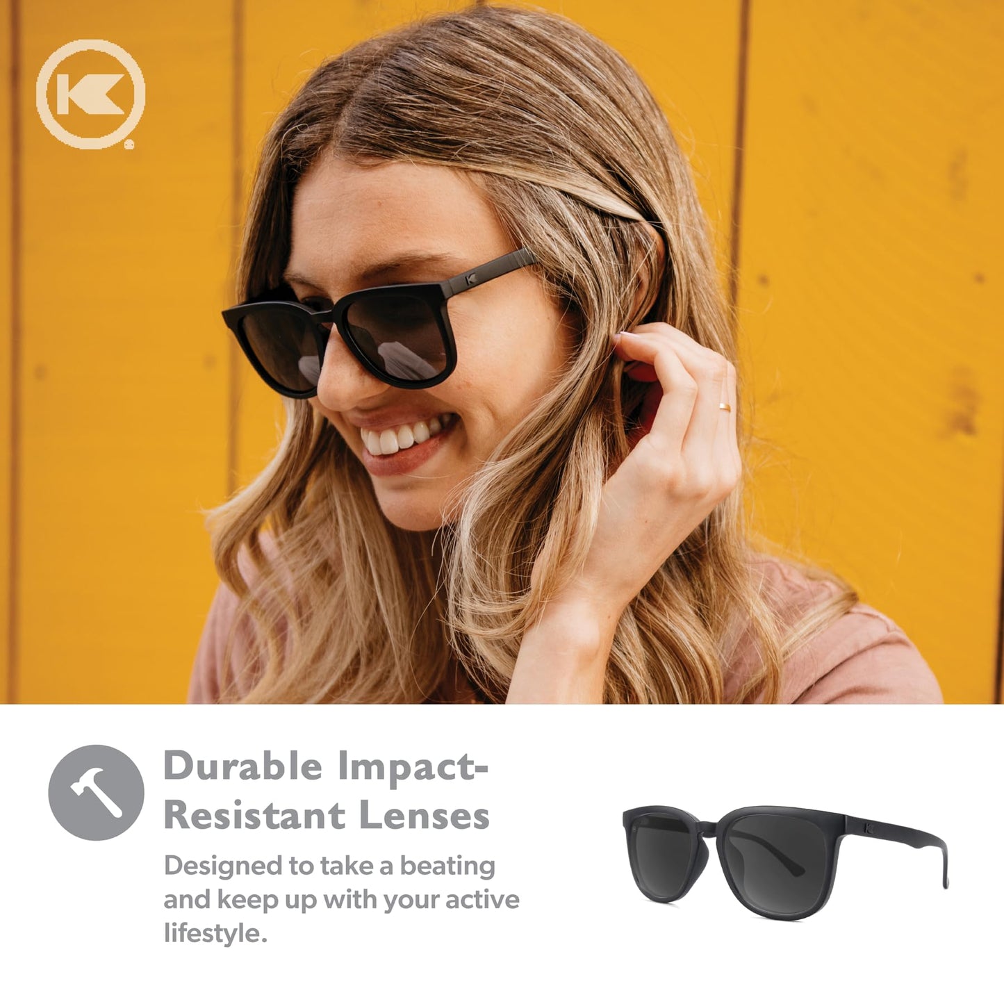 Knockaround Paso Robles Polarized Sunglasses for Women & Men - Impact Resistant Lenses & Full UV400 Protection, Black on Black Frames/Black Lenses