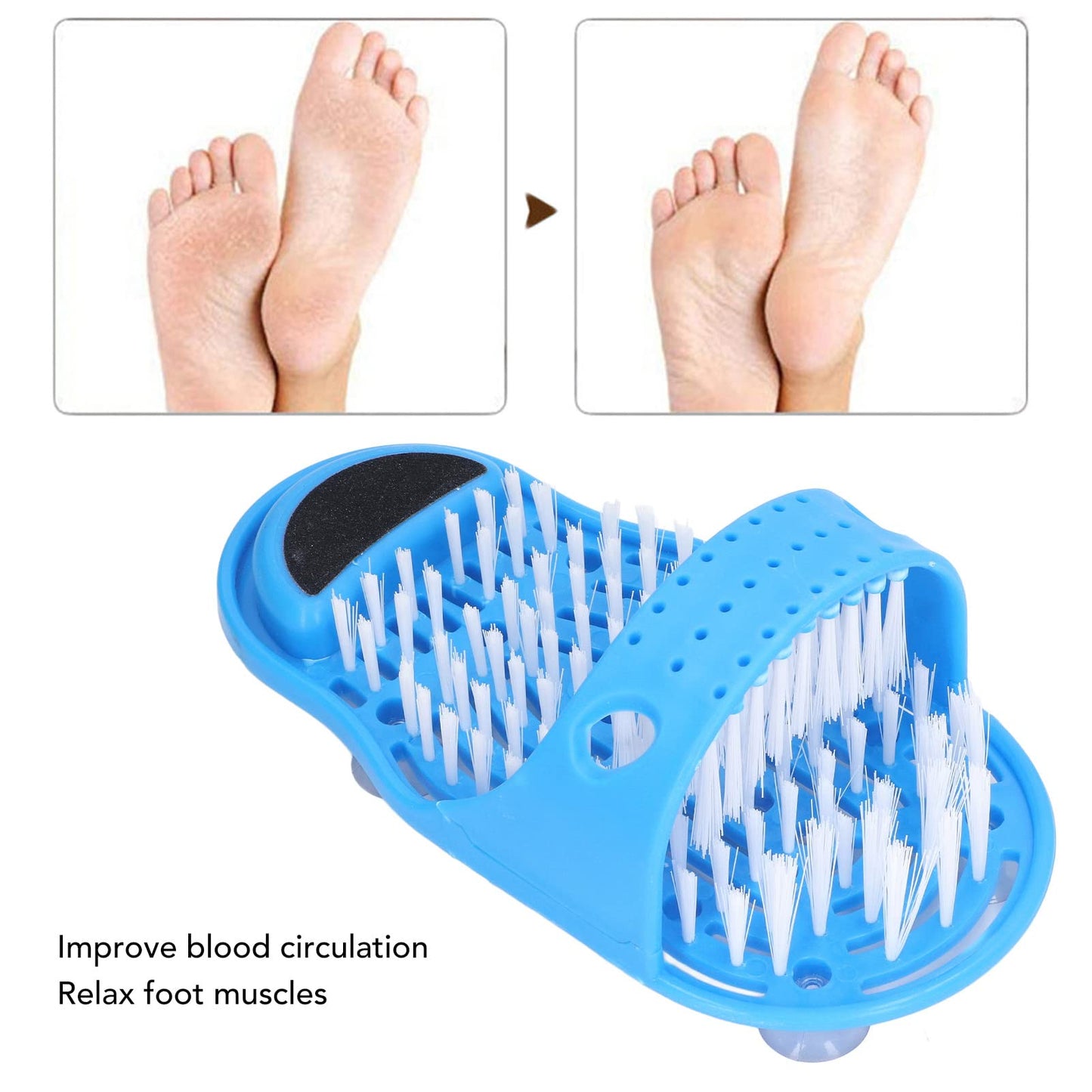 Shower Foot Scrubber, Spa Massager Slippers with Suction Cups Remove Dead Skin Exfoliating Easy Feet Cleaning Brush Feet Washer Shower for Unisex Beauty and Personal Care Yosoo