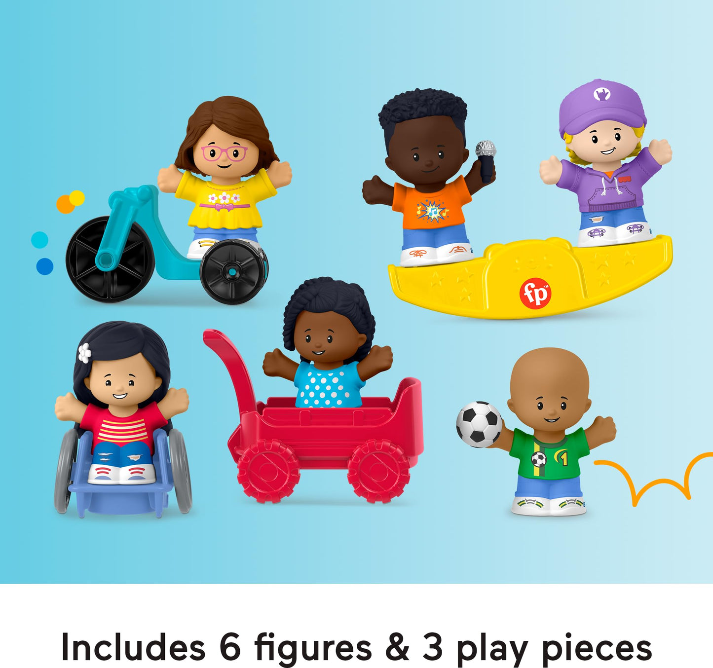 Fisher-Price Little People Toddler Toys Play for All Figure and Accessory Pack 9-Piece Set for Pretend Play Ages 1+ Years