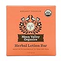 Moon Valley Organics Herbal Lotion Bar in Bergamot Geranium, Moon Melt Bar, Calendula and Comfrey, Beeswax, Heal and Restore Chapped Skin, Soothing