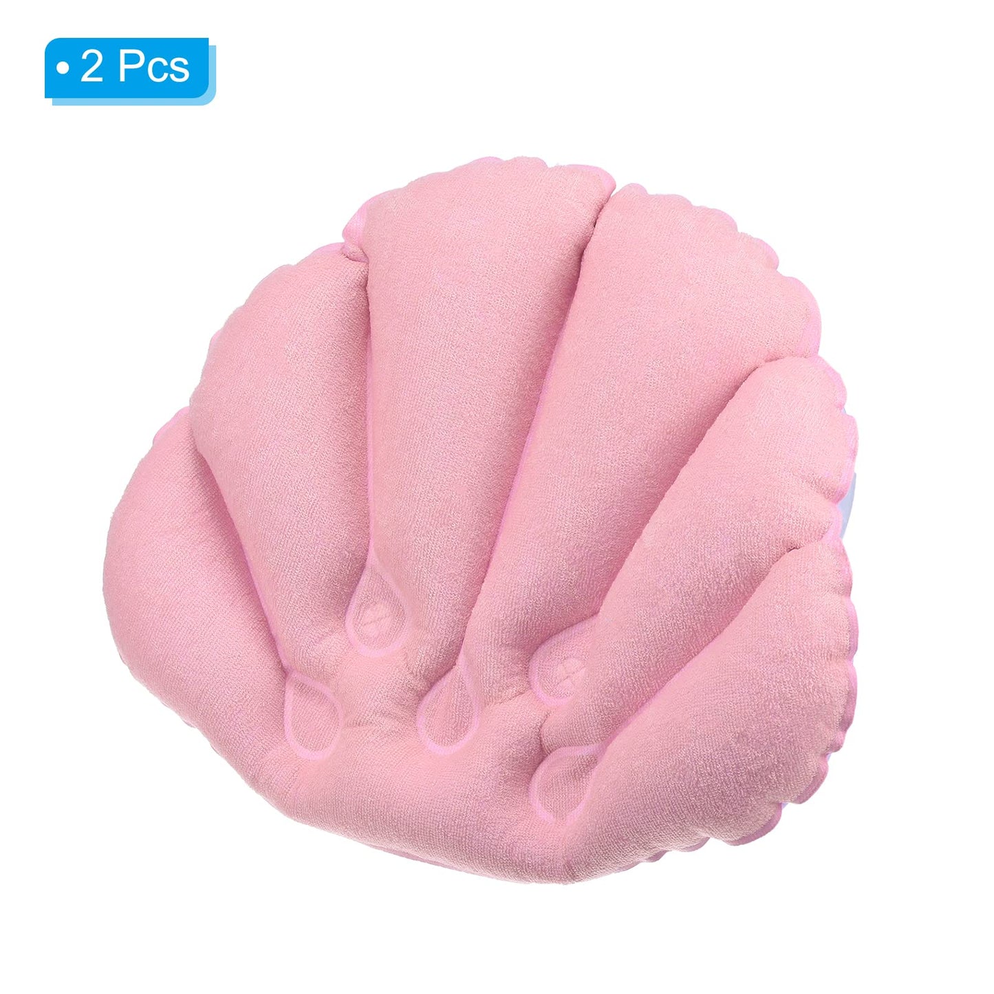 PATIKIL Inflatable Bath Pillow with Suction Cups, 2 Pack Terry Cloth Covered Shell Shape Bathtub Spa Pillow Neck Support for Bathtub Hot Tub, Pink Beauty and Personal Care PATIKIL