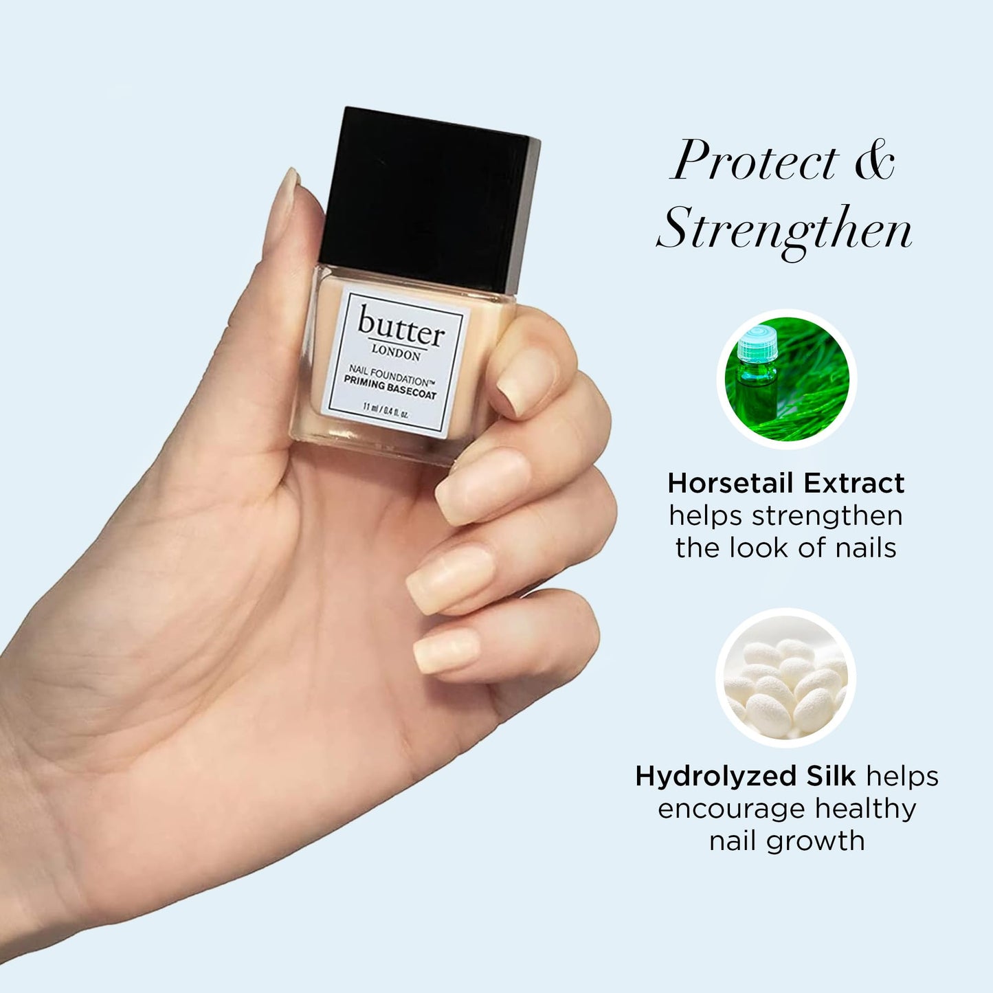 Butter LONDON Nail Foundation Priming Base Coat - Sheer Coverage with Nude, Matte Finish - Nail Strengthener Supports Healthy Nail Growth & Prevents