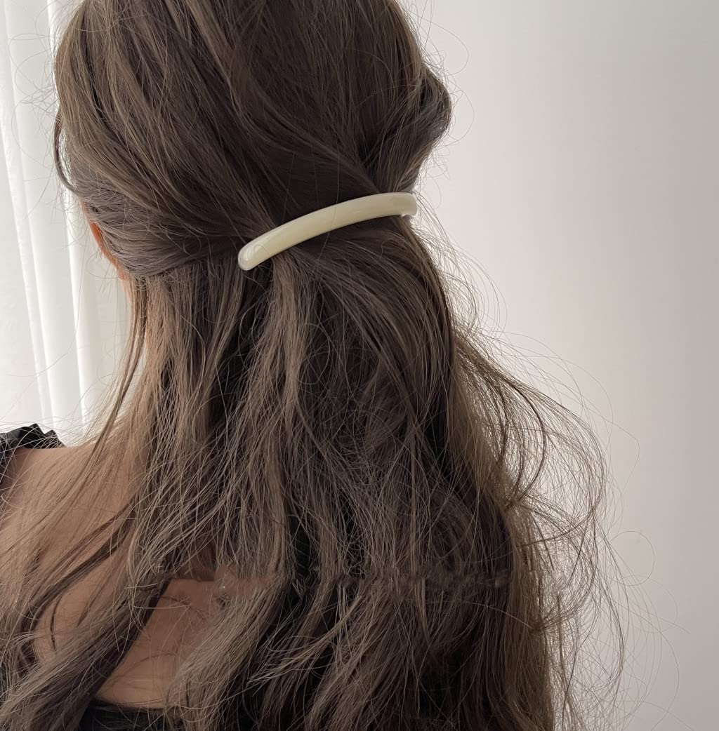 2 Pack Vivid Color Curved French Acetate Barrettes Hair Clips Metal Spring Clips Ponytail Barrette Hairstyle Hair Grip No Slip Grip Workouts Hairpins