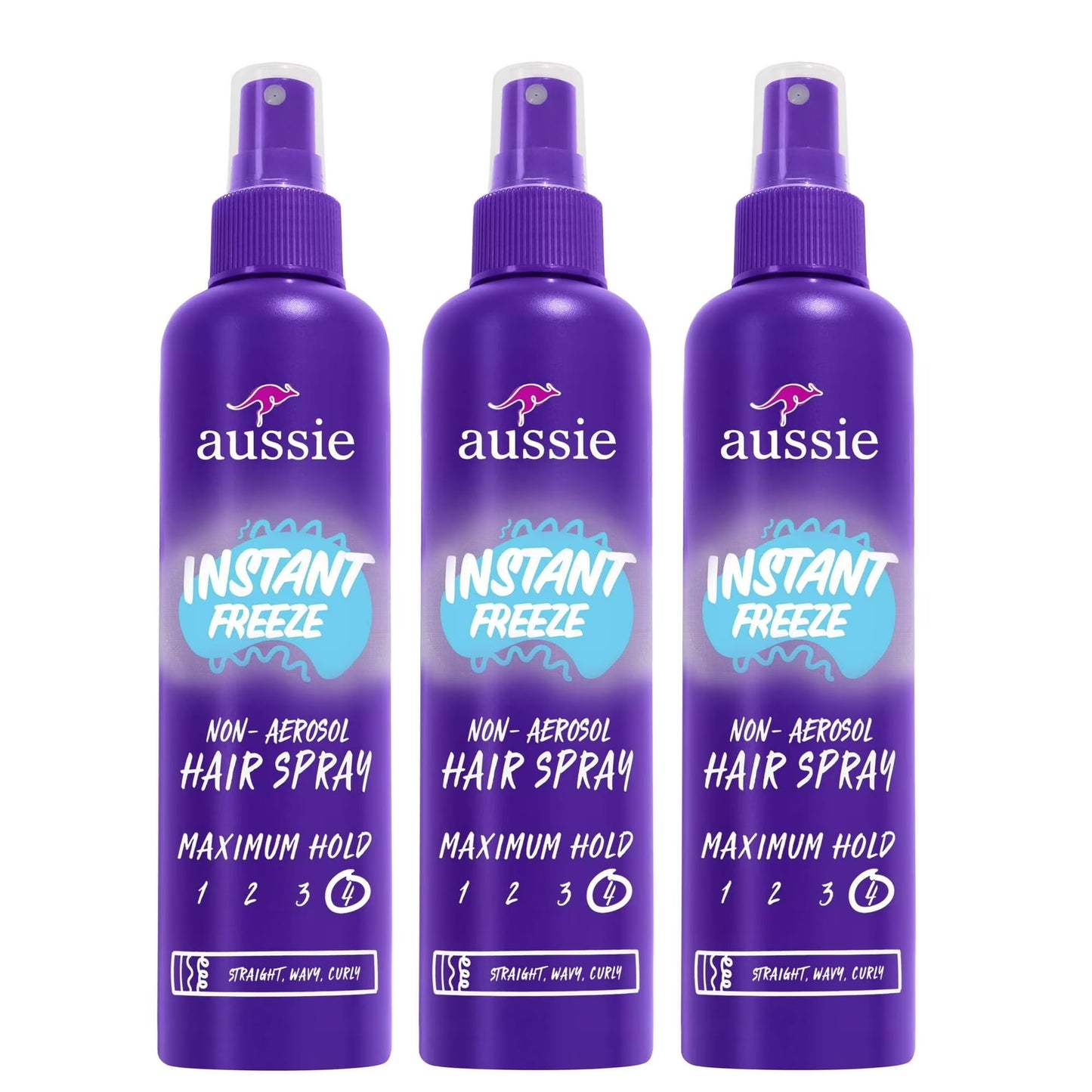 Aussie Instant Freeze Hair Spray, Non-Aerosol, All Hair Types, 8.5 fl oz (Pack of 3)