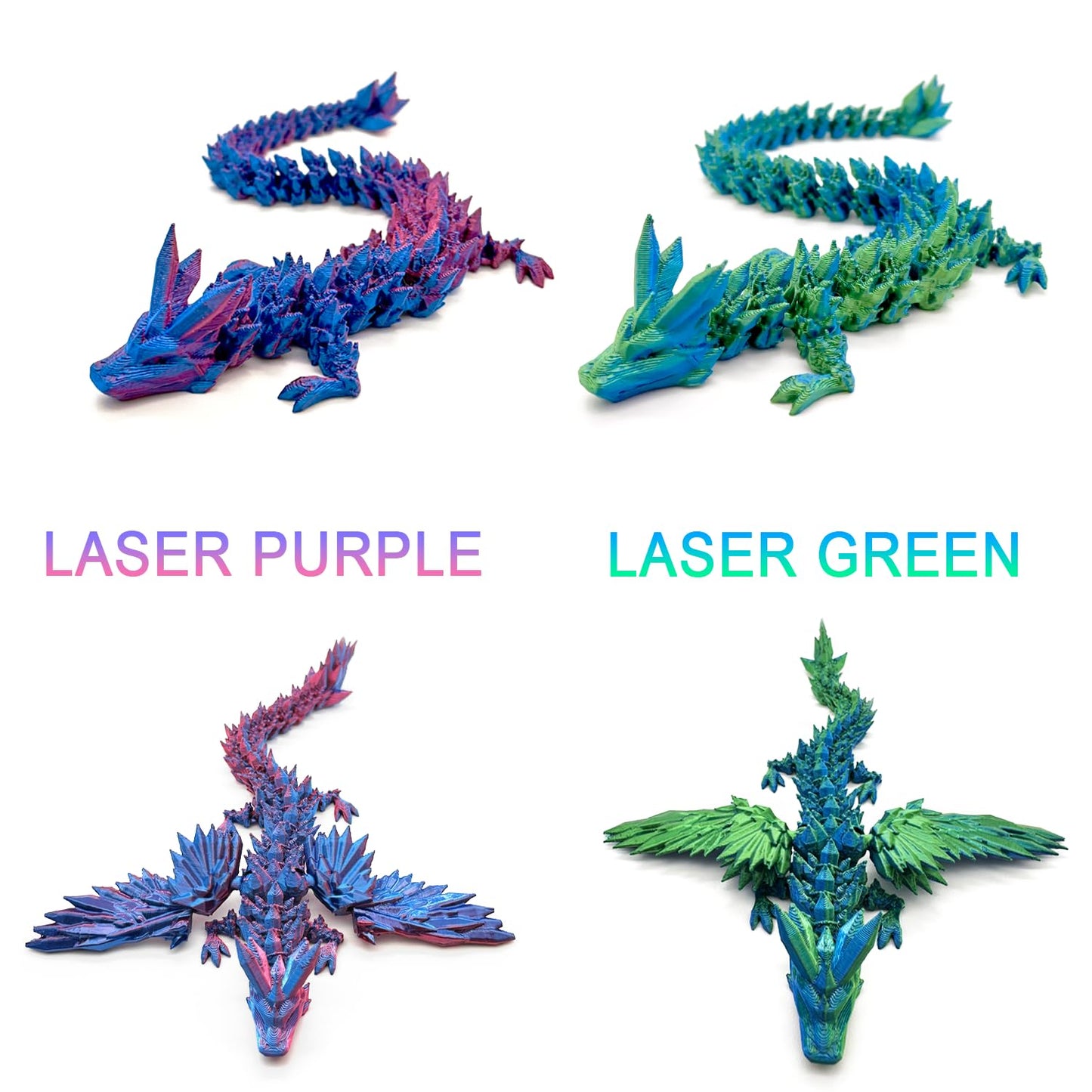 Hannahcos 3D Printed Dragon with Wings โ Articulated Purple Dragon Toy, Unique 3D Printed Animal Gift for Kids, Boys & Home or Office Desk Decor