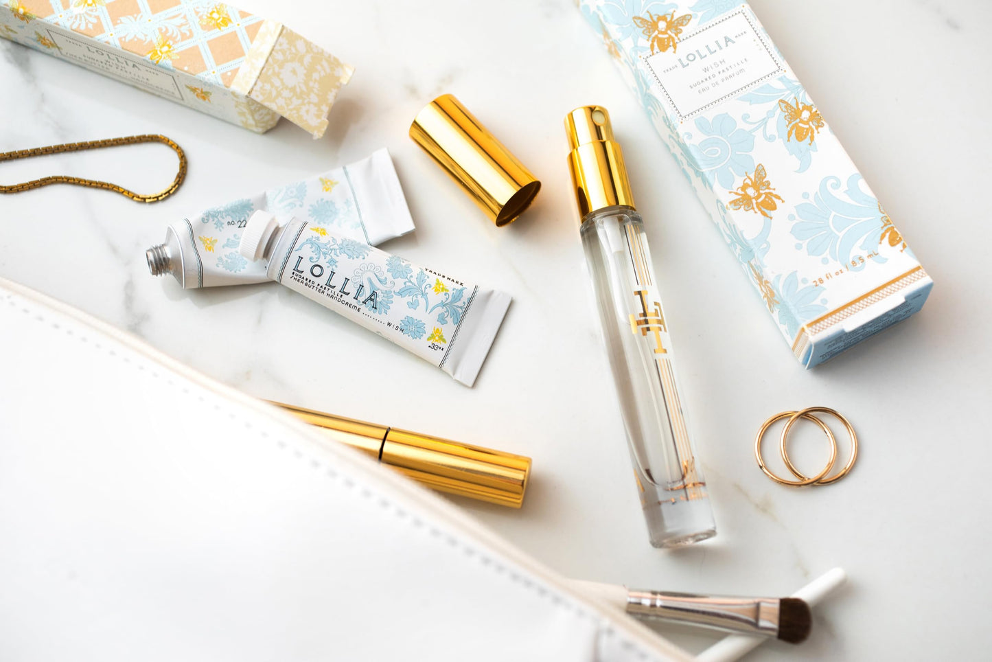 LOLLIA Wish No. 22 Handcreme Bundle, .33 oz. & 4 oz. - Sugared Pastille - Scented Hand Cream for Women, Moisturizing Hand Lotion for Dry Hands, Shea