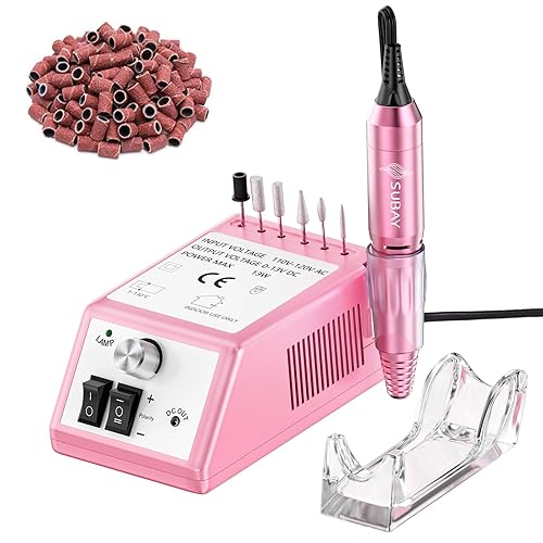 Subay Professional Finger Toe Nail Care Electric Nail Drill Machine Manicure Pedicure Kit Electric Nail Art File Drill with 1 Pack of Sanding Bands