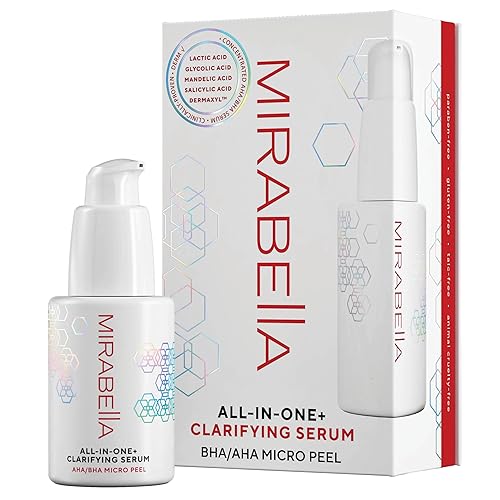 Mirabella All In One Clarifying Serum Micro Peel for Anti Aging - Hydrating 7% Glycolic Acid & 8.8% Lactic Acid Serum Face Peel with AHA BHA