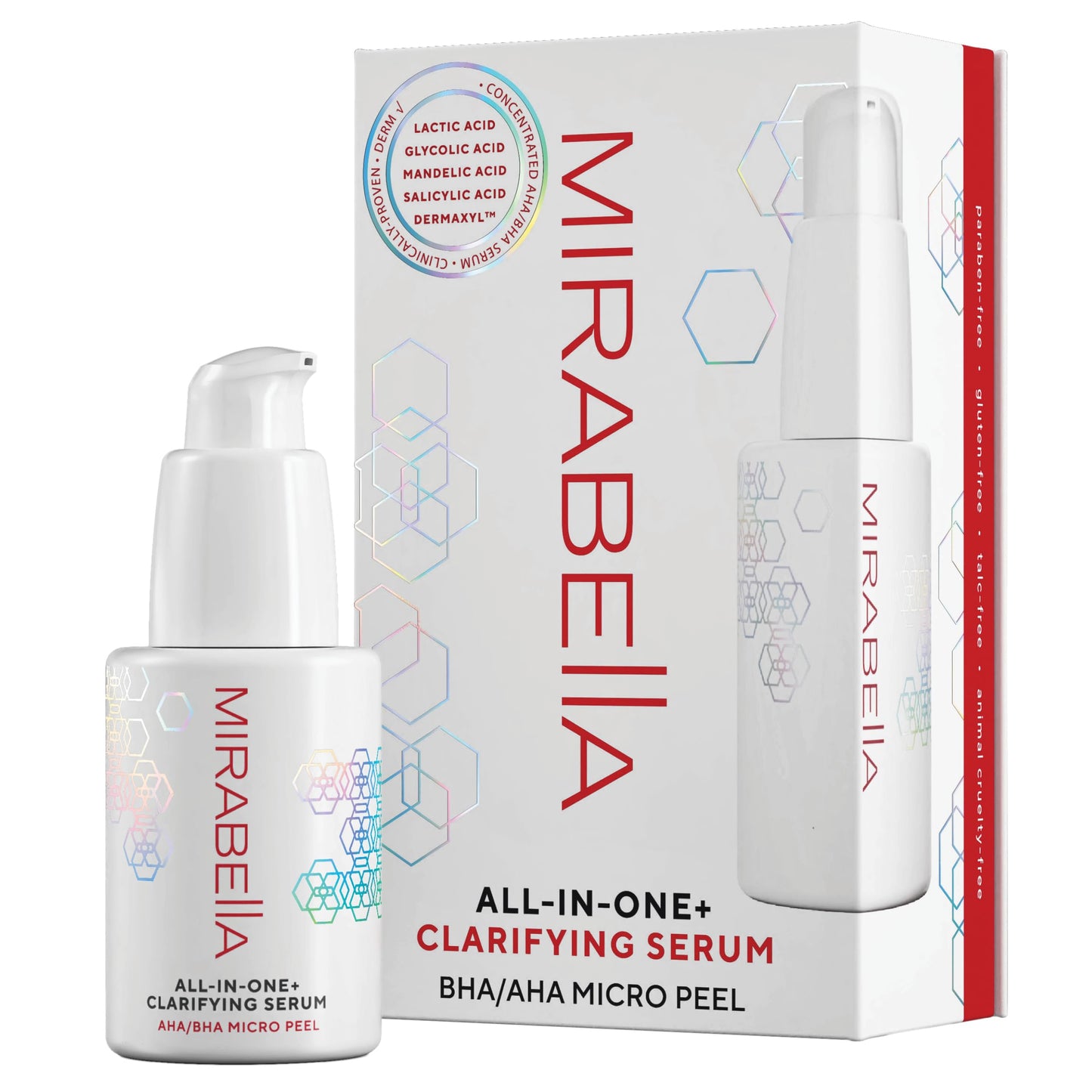 Mirabella All In One Clarifying Serum Micro Peel for Anti Aging - Hydrating 7% Glycolic Acid & 8.8% Lactic Acid Serum Face Peel with AHA BHA