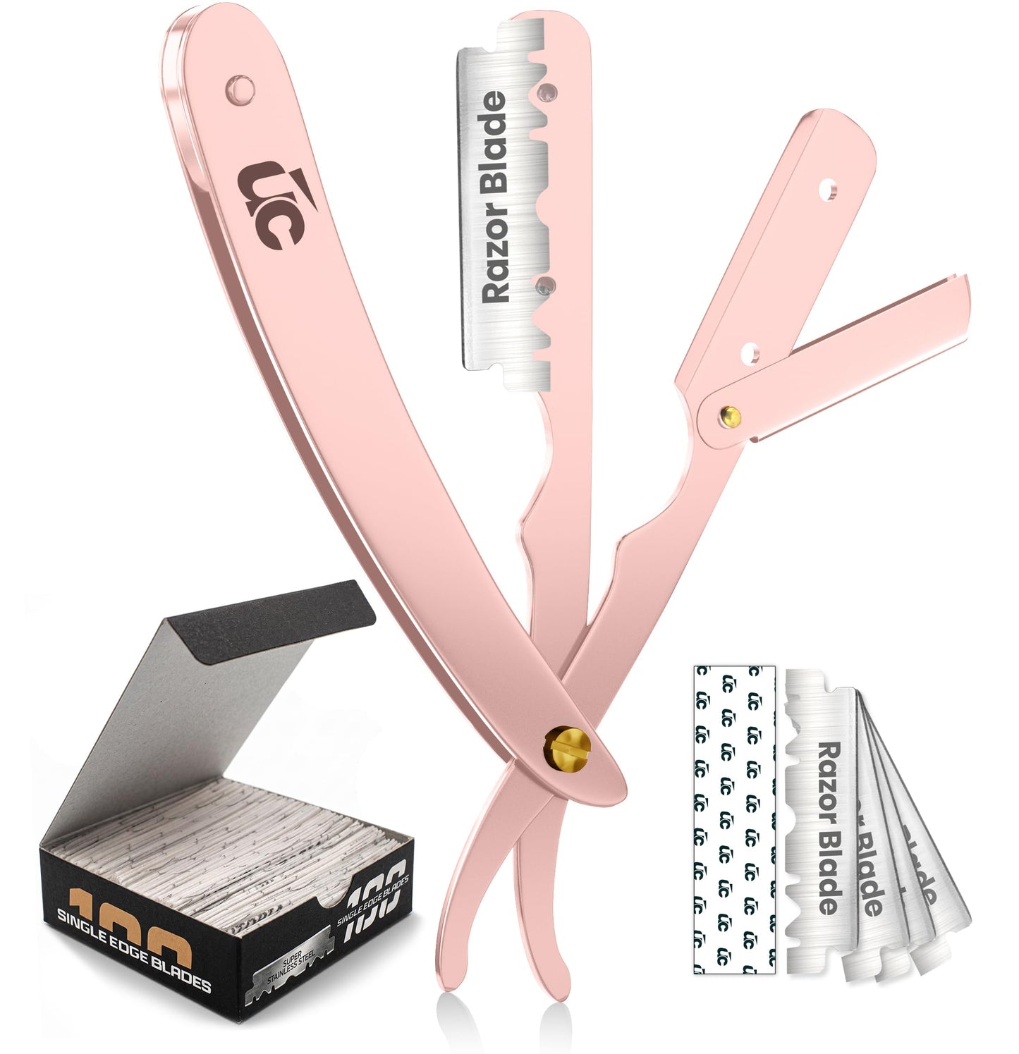 Utopia Care Professional Straight Razor for Men, Barber Straight Edge Razor Safety with 100 Pack Blades, Rose Gold Beauty and Personal Care Utopia Care Default Title