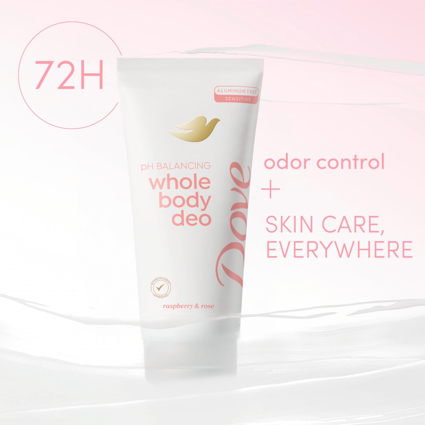 Dove Whole Body Deodorant Aluminum Free pH Balancing Cream Raspberry & Rose for 72h Odor Control 2.5 Oz Beauty and Personal Care Dove
