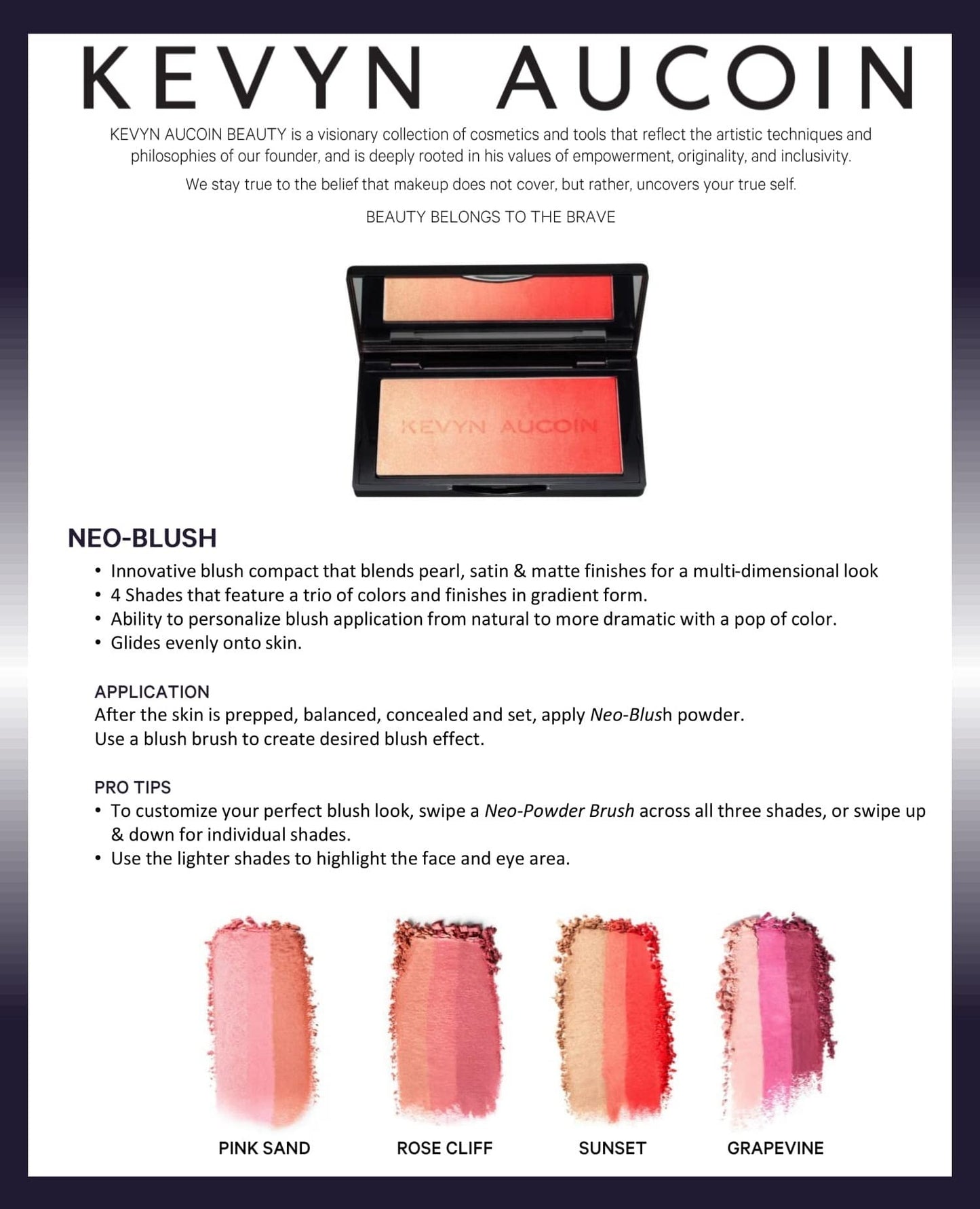 Kevyn Aucoin The Neo-Blush - Gradient Trio Richly-Pigmented, Lightweight Powder Cheek Blush & Highlighter Makeup Palette with Pearl, Satin, and Matte
