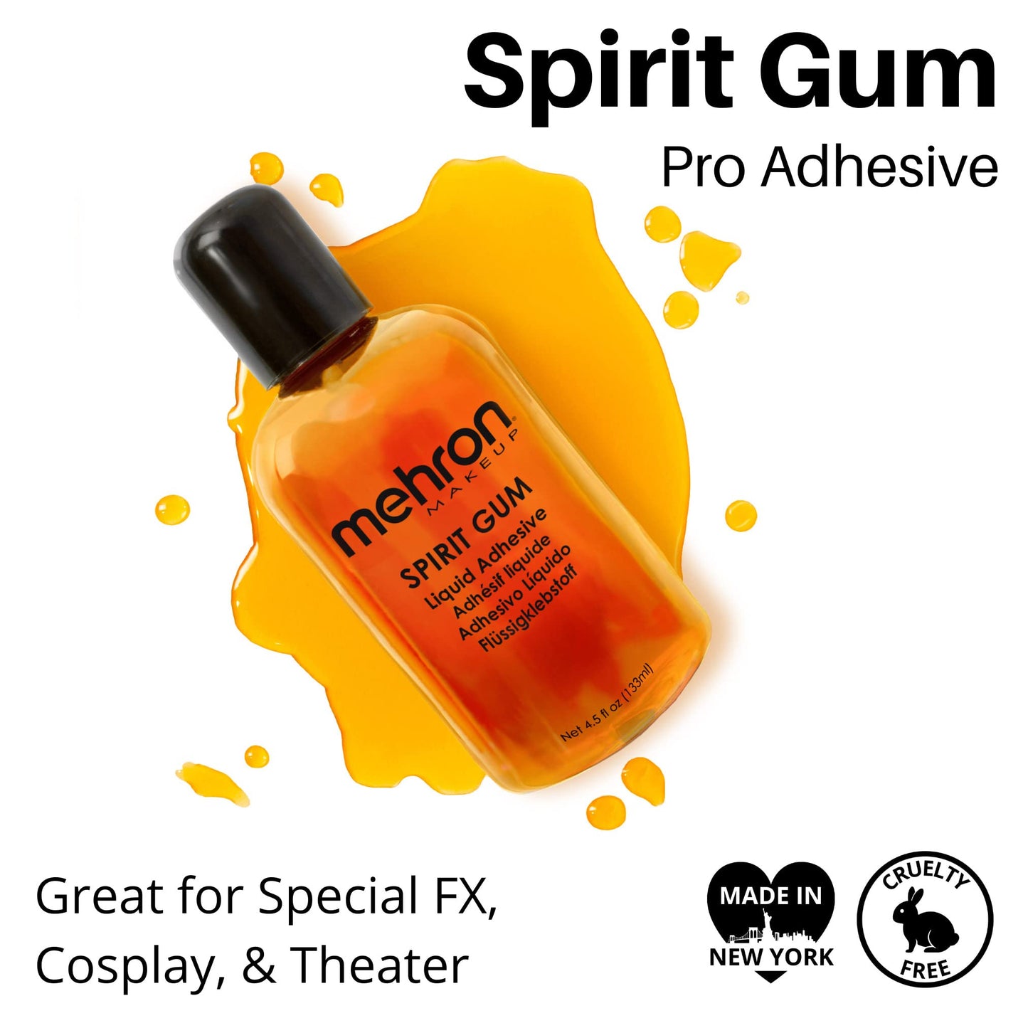 Mehron Makeup Spirit Gum Adhesive | Special FX , Cosplay, Halloween, Stage Performance Makeup | Professional Cosmetic Glue Adhesive for Face, Skin