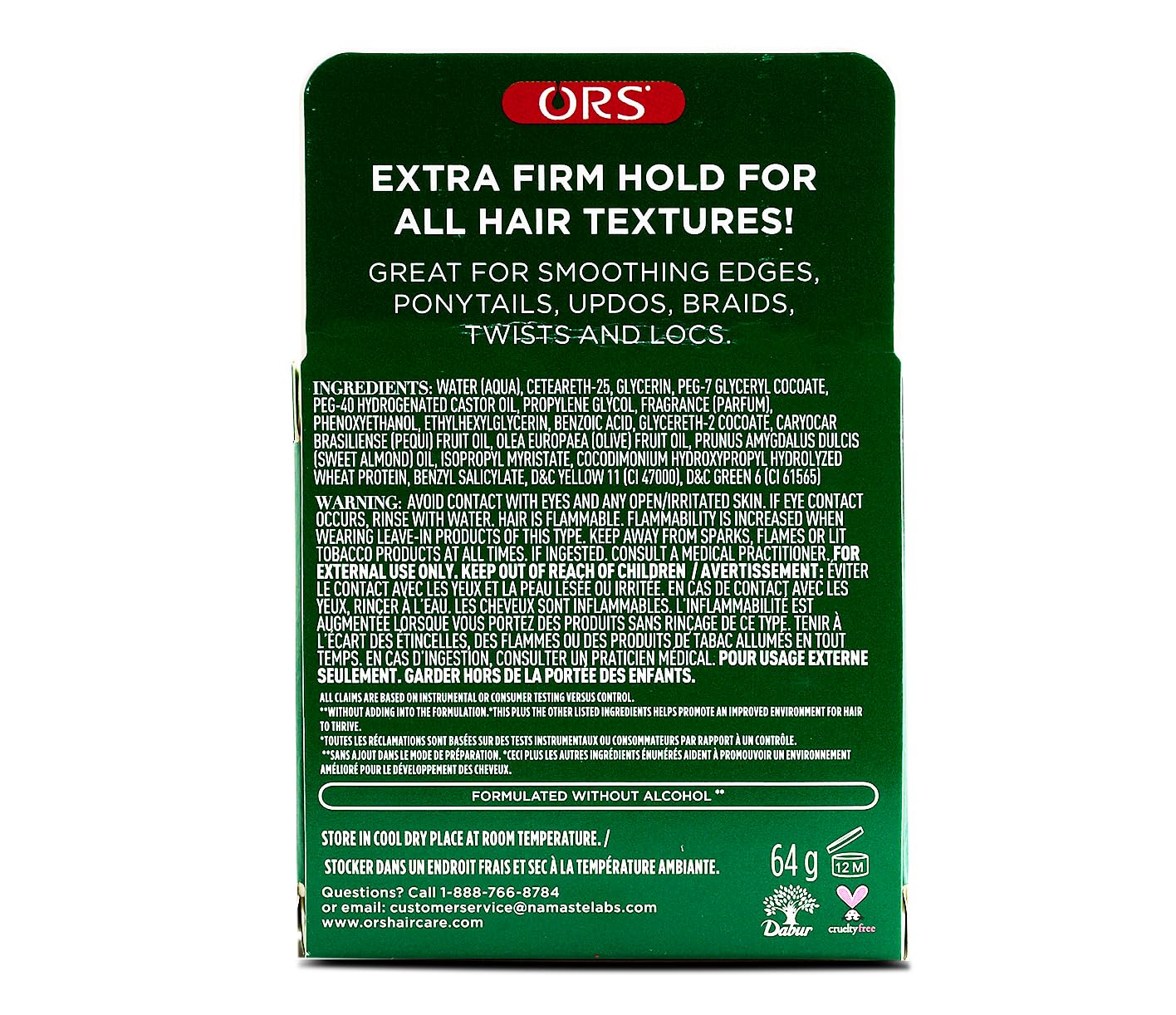 ORS Olive Oil Edge Control Hair Gel with Sweet Almond Oil for Strengthening 2.2 Ounces